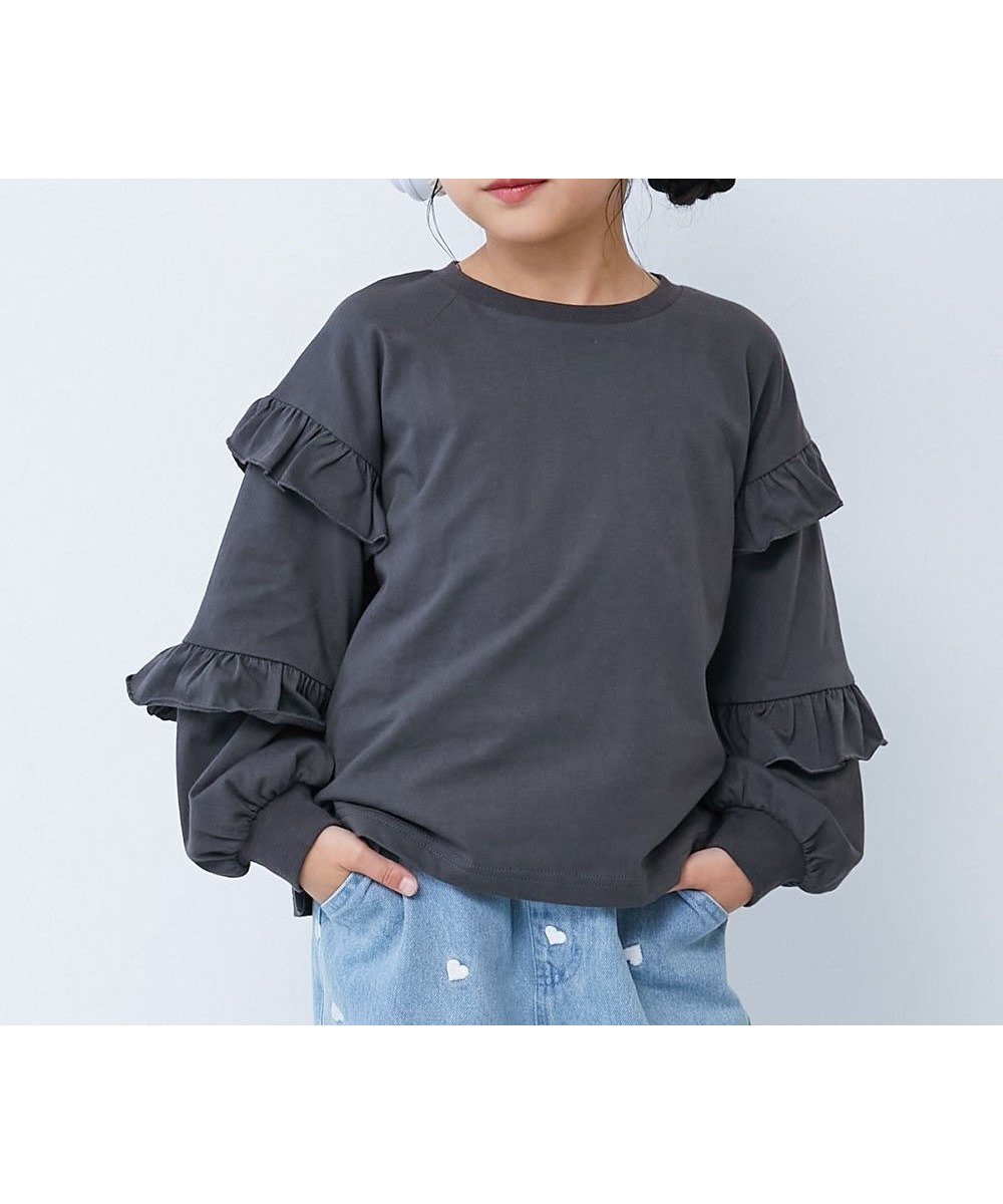 【デビロック/devirock / KIDS】のえらべるフリルアソート ガールズ 長袖Tシャツ ロンT トップス 25AW インテリア・キッズ・メンズ・レディースファッション・服の通販 founy(ファニー) 　ファッション　Fashion　キッズファッション　Fashion for Kids　トップス・カットソー　Cut & Sew Tops　デニム　Denim, Jeans Material　長袖　Long Sleeve, Full Sleeve　フリル　Frill, Ruffle　おすすめ　Recommended / Our Picks　2025年　2025　2025-2026秋冬・A/W　Autumn/Winter 2025–26 AW25–26　012-袖フリル-スミクロ|ID: prp329100004900046 ipo3291000000036662754
