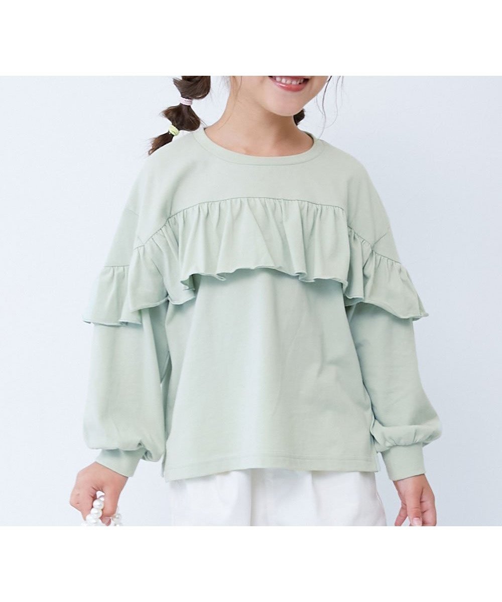 【デビロック/devirock / KIDS】のえらべるフリルアソート ガールズ 長袖Tシャツ ロンT トップス 25AW インテリア・キッズ・メンズ・レディースファッション・服の通販 founy(ファニー) 　ファッション　Fashion　キッズファッション　Fashion for Kids　トップス・カットソー　Cut & Sew Tops　デニム　Denim, Jeans Material　長袖　Long Sleeve, Full Sleeve　フリル　Frill, Ruffle　おすすめ　Recommended / Our Picks　2025年　2025　2025-2026秋冬・A/W　Autumn/Winter 2025–26 AW25–26　022-前フリル-Gグリーン|ID: prp329100004900046 ipo3291000000036662758