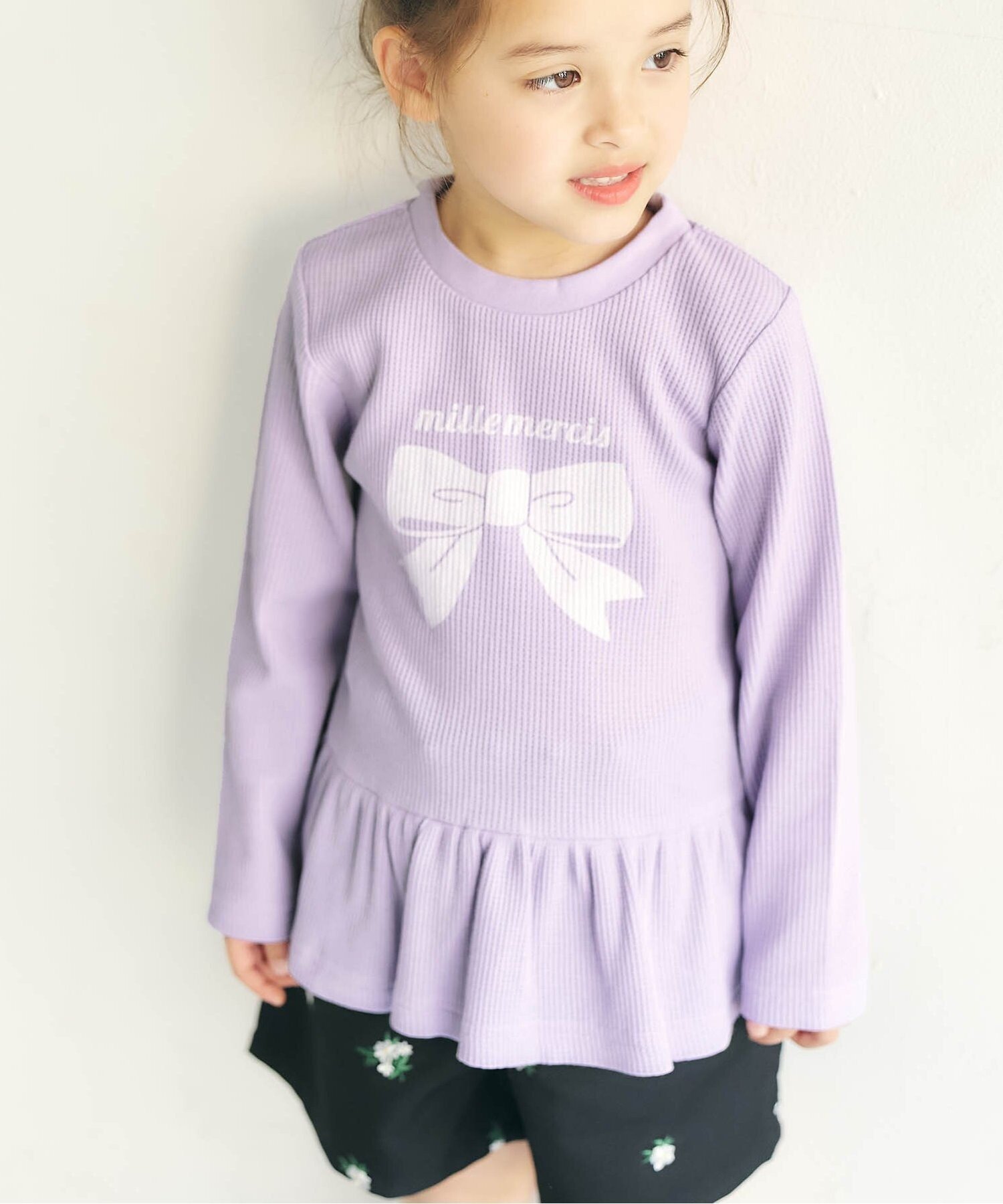 【エフオー オンラインストア/F.O.Online Store / KIDS】のペプラムTシャツ/7days Style インテリア・キッズ・メンズ・レディースファッション・服の通販 founy(ファニー) 　ファッション　Fashion　キッズファッション　Fashion for Kids　ペプラム　Peplum, Flared Hem　長袖　Long Sleeve, Full Sleeve　ラベンダー|ID: prp329100004900049 ipo3291000000036662782