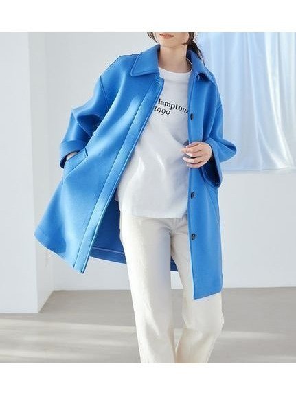 【ミラオーウェン/Mila Owen】のステンカラーAラインポンチコート インテリア・キッズ・メンズ・レディースファッション・服の通販 founy(ファニー) 　ファッション　Fashion　レディースファッション　Fashion for Women　アウター　Coat / Outerwear Collection　コート・ロングコート・ピーコート　Long Coats, Peacoats & More　春　Spring　スマート　Smart, Elegant　ダブル　Double, Double-Breasted　トレンド　Trend, Trending Now　なめらか　Smooth, Silky Texture　フロント　Front, Front Design　リュクス　Luxury, Elegant, High-End, Chic　エレガント 上品　Elegant　BLU[086]|ID: prp329100004900160 ipo3291000000036663627