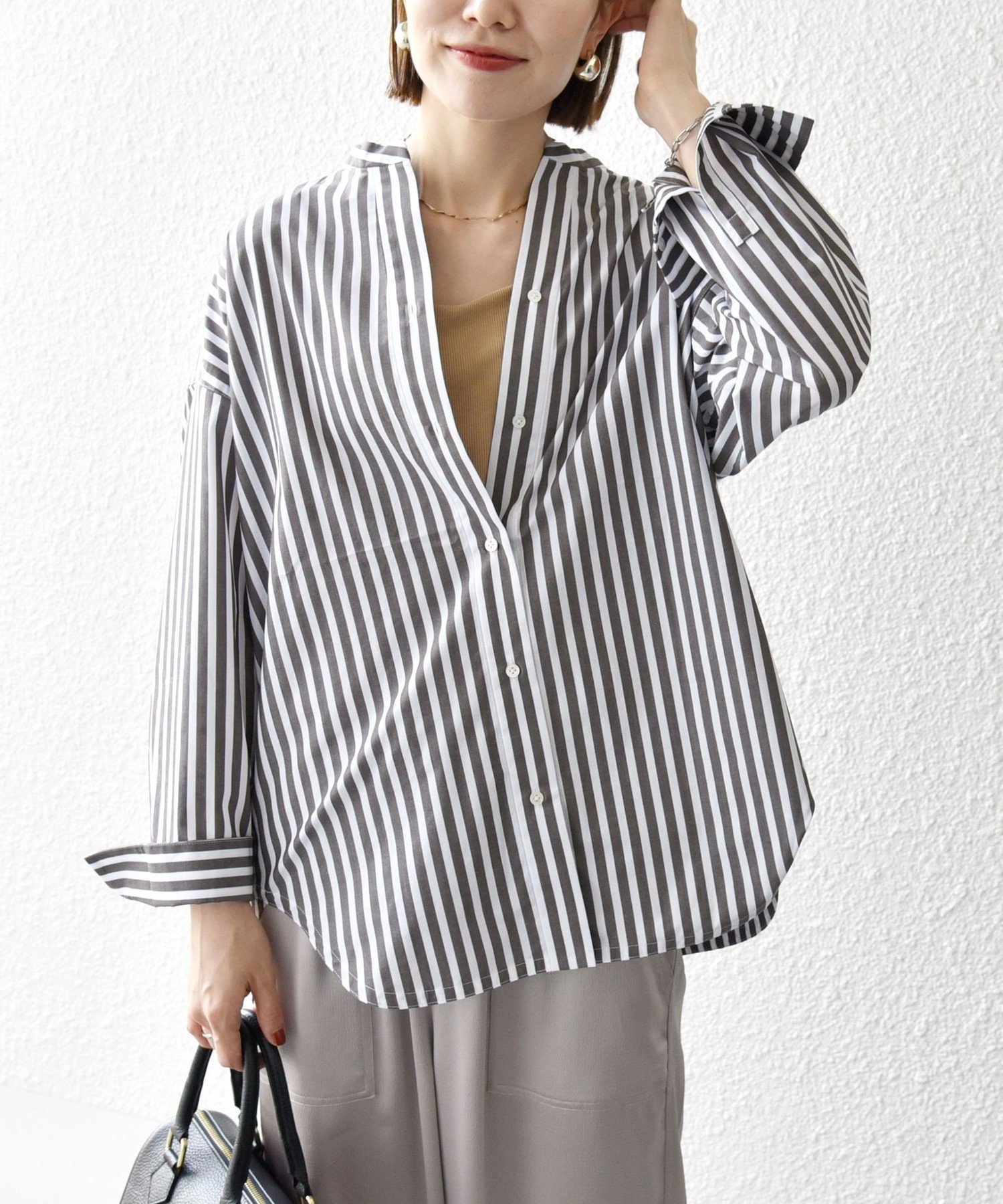 【シップス フォー ウィメン/SHIPS】のSHIPS any 洗濯機可能 REPREVE バンド カラー シャツ インテリア・キッズ・メンズ・レディースファッション・服の通販 founy(ファニー) ファッション Fashion レディースファッション Fashion for Women トップス・カットソー Cut & Sew Tops シャツ・ブラウス・オフィスカジュアル Elegant Blouses & Button-Ups インナー Innerwear 洗える Machine Washable トレンド Trend, Trending Now 定番 Standard, Basic Item ボトム Bottoms, Lower Wear ワイド Wide, Wide Fit 2026年 2026 ブラウン|ID: prp329100004900211 ipo3291000000036664002