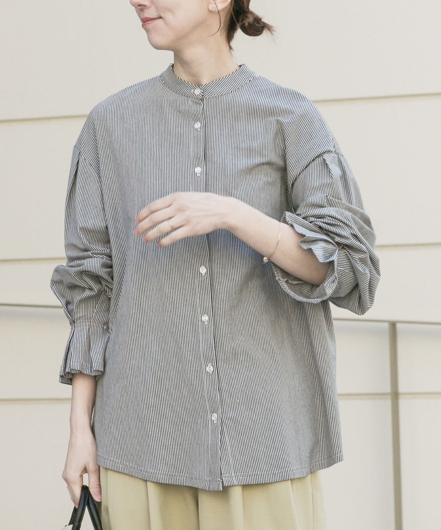 【アイテムズアーバンリサーチ/ITEMS URBAN RESEARCH】のバンドカラーソデタックカットソー インテリア・キッズ・メンズ・レディースファッション・服の通販 founy(ファニー) ファッション Fashion レディースファッション Fashion for Women トップス・カットソー Cut & Sew Tops カットソー・ベーシックTシャツ Cut-and-Sewn Tops / Stretch Tees & Basics 2026年 2026 カットソー Cut and Sewn Top シャーリング Shirring, Ruched 夏 Summer S/S・春夏 SS, Spring/Summer, Warm Season ストライプ|ID: prp329100004900262 ipo3291000000036664477