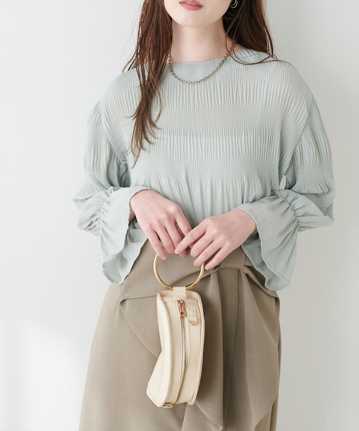 【ナチュラルクチュール/natural couture】のマジョリカプリーツブラウス インテリア・キッズ・メンズ・レディースファッション・服の通販 founy(ファニー) 　ファッション　Fashion　レディースファッション　Fashion for Women　トップス・カットソー　Cut & Sew Tops　シャツ・ブラウス・オフィスカジュアル　Elegant Blouses & Button-Ups　インナー　Innerwear　キャミワンピース　Cami Dress, Slip Dress　シアー　Sheer, See-Through　シンプル　Simple, Minimal　フェミニン　Feminine, Girly　プリーツ　Pleats, Pleated　再入荷　Restock / Back in Stock　2026年　2026　ミント|ID: prp329100004900358 ipo3291000000036665844