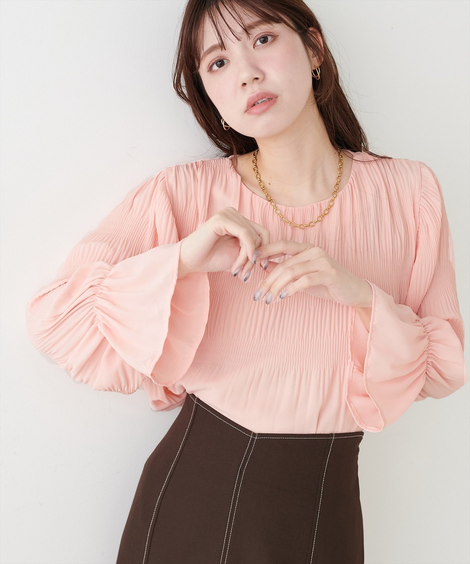 【ナチュラルクチュール/natural couture】のマジョリカプリーツブラウス インテリア・キッズ・メンズ・レディースファッション・服の通販 founy(ファニー) 　ファッション　Fashion　レディースファッション　Fashion for Women　トップス・カットソー　Cut & Sew Tops　シャツ・ブラウス・オフィスカジュアル　Elegant Blouses & Button-Ups　インナー　Innerwear　キャミワンピース　Cami Dress, Slip Dress　シアー　Sheer, See-Through　シンプル　Simple, Minimal　フェミニン　Feminine, Girly　プリーツ　Pleats, Pleated　再入荷　Restock / Back in Stock　2026年　2026　ピンク系その他|ID: prp329100004900358 ipo3291000000036665846