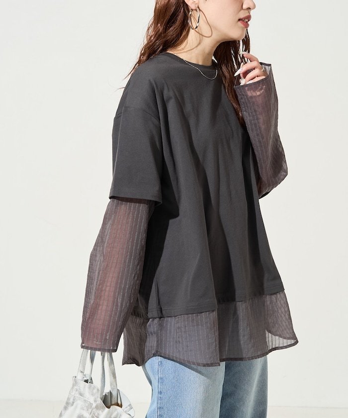 【フリークスストア/FREAK'S STORE】のシアーストライプレイヤードプルオーバー【限定展開】 インテリア・キッズ・メンズ・レディースファッション・服の通販 founy(ファニー) 　ファッション　Fashion　レディースファッション　Fashion for Women　トップス・カットソー　Cut & Sew Tops　カジュアルプルオーバー・ニットトップス　Pullovers & Knit Tops / Casual Pullovers　2026年　2026　おすすめ　Recommended / Our Picks　カットソー　Cut and Sewn Top　シアー　Sheer, See-Through　ストライプ　Stripe, Striped Pattern　スラックス　Slacks, Dress Pants　デニム　Denim, Jeans Material　ドッキング　Docking, Mixed Material　ビッグ　Big, Oversized　ラウンド　Round, Round Neck　夏　Summer　S/S・春夏　SS, Spring/Summer, Warm Season　無地　Plain, Solid Color　ブラック|ID: prp329100004900375 ipo3291000000036666150