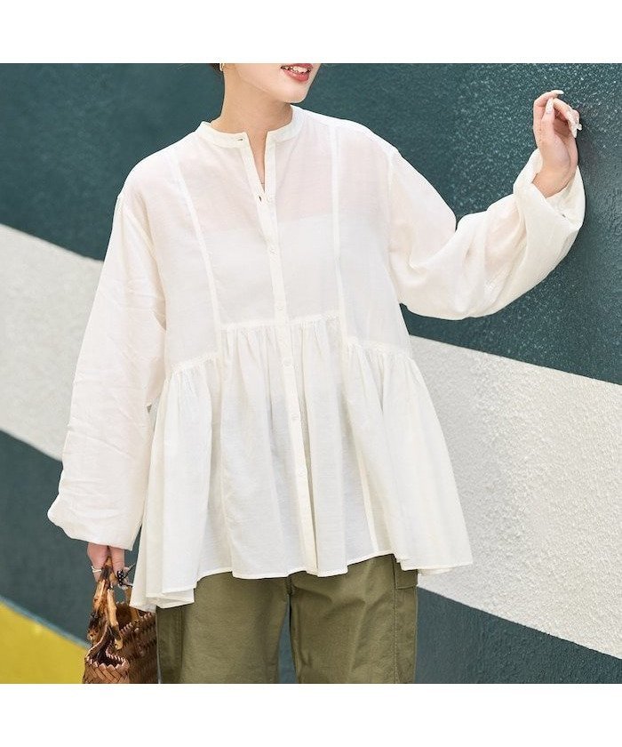 【フリークスストア/FREAK'S STORE】のシアーボイルフロントボタンギャザーブラウス 人気、トレンドファッション・服の通販 founy(ファニー) 　ファッション　Fashion　レディースファッション　Fashion for Women　トップス・カットソー　Cut & Sew Tops　シャツ・ブラウス・オフィスカジュアル　Elegant Blouses & Button-Ups　ギャザー　Gathered, Ruffled　切替　Switching, Contrast Panel　シアー　Sheer, See-Through　スラックス　Slacks, Dress Pants　スリーブ　Sleeve, Long Sleeve / Short Sleeve　デニム　Denim, Jeans Material　フェミニン　Feminine, Girly　フロント　Front, Front Design　S/S・春夏　SS, Spring/Summer, Warm Season　おすすめ　Recommended / Our Picks　夏　Summer　2026年　2026　 other-1|ID: prp329100004900401 ipo3291000000036666506