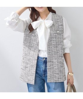 【インディヴィ/INDIVI】の【2点セット/洗える】ツイードジレ ボウタイブラウス 人気、トレンドファッション・服の通販 founy(ファニー) ファッション Fashion レディースファッション Fashion for Women アウター Coat / Outerwear Collection トップス・カットソー Cut & Sew Tops シャツ・ブラウス・オフィスカジュアル Elegant Blouses & Button-Ups ベスト&ジレ / 重ね着スタイル Vests & Gilets 春 Spring 洗える Machine Washable ギャザー Gathered, Ruffled コンパクト Compact, Small Size ストレッチ Stretch, Stretchy Fabric スマート Smart, Elegant ツイード Twill, Twill Weave デニム Denim, Jeans Material フェミニン Feminine, Girly ブロード Broadcloth, Fine Cotton ボトム Bottoms, Lower Wear ポケット Pocket, Pocket Detail ミックス Mix, Mixed Style メタル Metal, Metal Parts ワイド Wide, Wide Fit おすすめ Recommended / Our Picks |ID:prp329100004900418