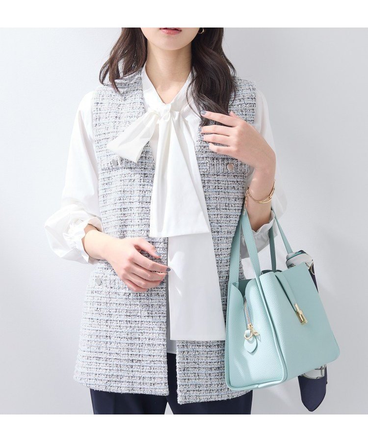 【インディヴィ/INDIVI】の【2点セット/洗える】ツイードジレ ボウタイブラウス インテリア・キッズ・メンズ・レディースファッション・服の通販 founy(ファニー) ファッション Fashion レディースファッション Fashion for Women アウター Coat / Outerwear Collection トップス・カットソー Cut & Sew Tops シャツ・ブラウス・オフィスカジュアル Elegant Blouses & Button-Ups ベスト&ジレ / 重ね着スタイル Vests & Gilets 春 Spring 洗える Machine Washable ギャザー Gathered, Ruffled コンパクト Compact, Small Size ストレッチ Stretch, Stretchy Fabric スマート Smart, Elegant ツイード Twill, Twill Weave デニム Denim, Jeans Material フェミニン Feminine, Girly ブロード Broadcloth, Fine Cotton ボトム Bottoms, Lower Wear ポケット Pocket, Pocket Detail ミックス Mix, Mixed Style メタル Metal, Metal Parts ワイド Wide, Wide Fit おすすめ Recommended / Our Picks サックスブルー|ID: prp329100004900418 ipo3291000000036666859