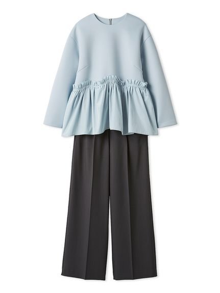 【ミラオーウェン/Mila Owen】のペプラムブラウス×ワンタックパンツ SETUP インテリア・キッズ・メンズ・レディースファッション・服の通販 founy(ファニー) 　ファッション　Fashion　レディースファッション　Fashion for Women　セットアップ　Matching Sets　レディースパンツ・ボトムス　Pants & Trousers / Bottoms　カットソー　Cut and Sewn Top　スマート　Smart, Elegant　スラックス　Slacks, Dress Pants　スーツ　Suit, Formalwear　センター　Center, Center Line　トレンド　Trend, Trending Now　ペプラム　Peplum, Flared Hem　ボトム　Bottoms, Lower Wear　ビジネス 仕事 通勤　Business / Work / Commuting　LBLU[081]|ID: prp329100004900448 ipo3291000000036667204