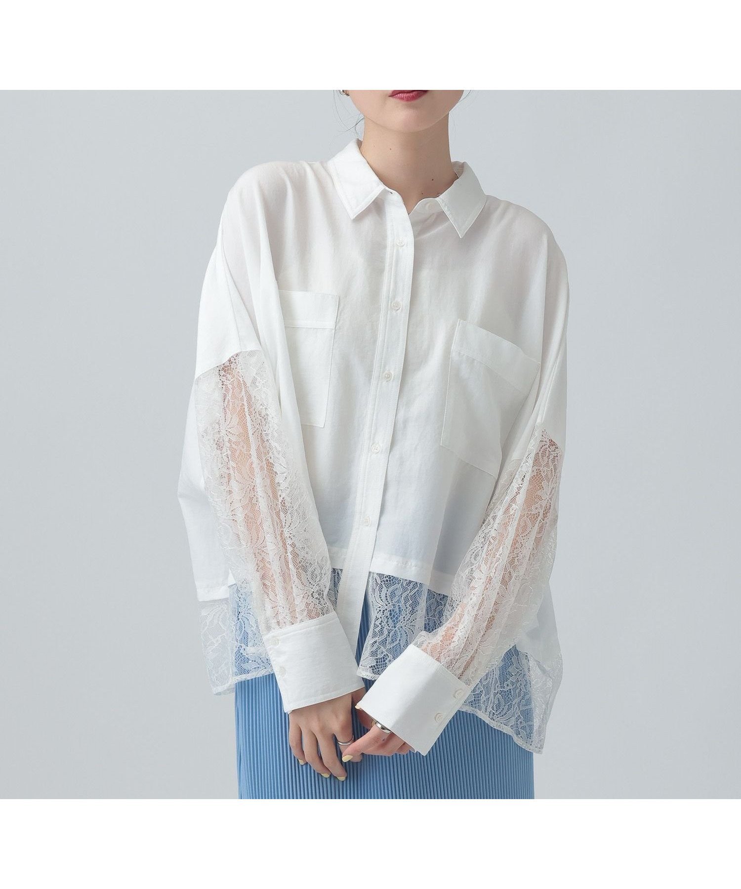 【レプシィム ローリーズファーム/LEPSIM LOWRYS FARM】の異素材ショートポンチョシャツ インテリア・キッズ・メンズ・レディースファッション・服の通販 founy(ファニー) 　ファッション　Fashion　レディースファッション　Fashion for Women　アウター　Coat / Outerwear Collection　ポンチョ・ケープコート　Ponchos & Capes　トップス・カットソー　Cut & Sew Tops　シャツ・ブラウス・オフィスカジュアル　Elegant Blouses & Button-Ups　シアー　Sheer, See-Through　ショート　Short, Short Length　トレンド　Trend, Trending Now　ドッキング　Docking, Mixed Material　ポンチョ　Poncho, Cape Style　メッシュ　Mesh, Net Fabric　レース　Lace, Lace Fabric　ワイド　Wide, Wide Fit　今季　This Season, Current Season　定番　Standard, Basic Item　オフホワイト×レース05|ID: prp329100004900454 ipo3291000000036667325