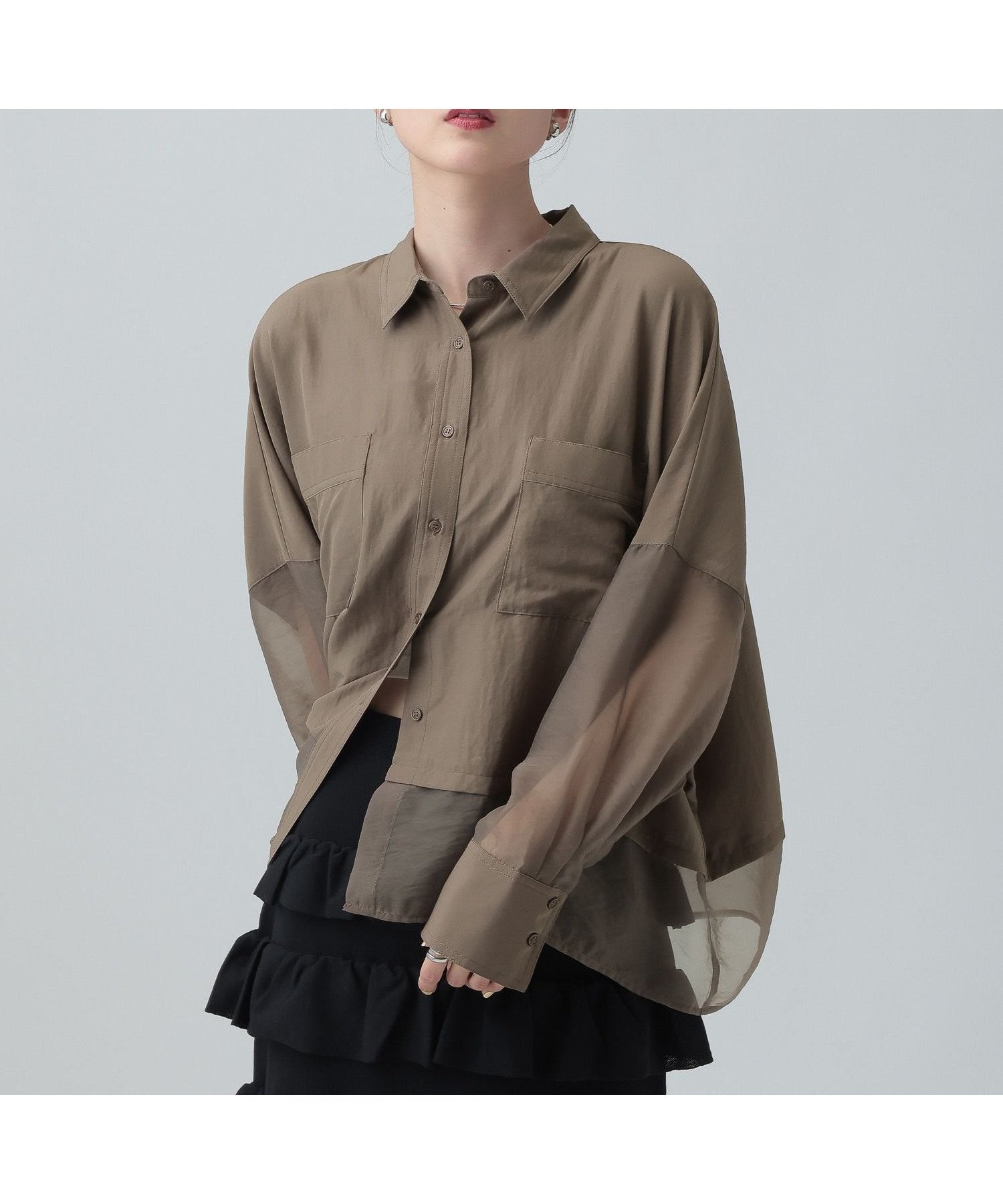 【レプシィム ローリーズファーム/LEPSIM LOWRYS FARM】の異素材ショートポンチョシャツ インテリア・キッズ・メンズ・レディースファッション・服の通販 founy(ファニー) 　ファッション　Fashion　レディースファッション　Fashion for Women　アウター　Coat / Outerwear Collection　ポンチョ・ケープコート　Ponchos & Capes　トップス・カットソー　Cut & Sew Tops　シャツ・ブラウス・オフィスカジュアル　Elegant Blouses & Button-Ups　シアー　Sheer, See-Through　ショート　Short, Short Length　トレンド　Trend, Trending Now　ドッキング　Docking, Mixed Material　ポンチョ　Poncho, Cape Style　メッシュ　Mesh, Net Fabric　レース　Lace, Lace Fabric　ワイド　Wide, Wide Fit　今季　This Season, Current Season　定番　Standard, Basic Item　モカ54|ID: prp329100004900454 ipo3291000000036667333