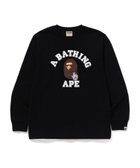 【ア ベイシング エイプ/A BATHING APE】のGO APE POINTER COLLEGE LS TEE BAPEC 人気、トレンドファッション・服の通販 founy(ファニー) ファッション Fashion レディースファッション Fashion for Women インナー Innerwear グラフィック Graphic, Graphic Design スリーブ Sleeve, Long Sleeve / Short Sleeve フロント Front, Front Design プリント Print, Printed Pattern モチーフ Motif, Design Theme ラバー Rubber, Rubber Sole ロング Long, Long-Length thumbnail BLACK|ID: prp329100004900494 ipo3291000000036667905