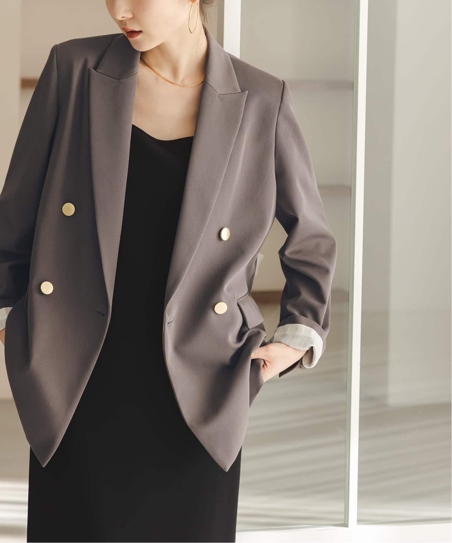 【ノーブル / スピック&スパン/NOBLE / Spick & Span】の《追加・新色・セットアップ対応》フローツイルピークドラペルジャケット インテリア・キッズ・メンズ・レディースファッション・服の通販 founy(ファニー) 　ファッション　Fashion　レディースファッション　Fashion for Women　アウター　Coat / Outerwear Collection　レディースジャケット・軽アウター　Jackets　エレガント 上品　Elegant　ジャケット　Jacket, Outerwear　ストレッチ　Stretch, Stretchy Fabric　セットアップ　Set-Up, Coordinated Outfit　ベーシック　Basic, Essential　夏　Summer　定番　Standard, Basic Item　春　Spring　S/S・春夏　SS, Spring/Summer, Warm Season　ブラウン A|ID: prp329100004900710 ipo3291000000036670162