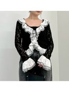 【フレイ アイディー/FRAY I.D】のラッフルデザインレーストップス 人気、トレンドファッション・服の通販 founy(ファニー) ファッション Fashion レディースファッション Fashion for Women トップス・カットソー Cut & Sew Tops 春 Spring 今季 This Season, Current Season スマート Smart, Elegant センター Center, Center Line デニム Denim, Jeans Material トレンド Trend, Trending Now ボトム Bottoms, Lower Wear リュクス Luxury, Elegant, High-End, Chic レース Lace, Lace Fabric おすすめ Recommended / Our Picks エレガント 上品 Elegant thumbnail MIX[930]|ID: prp329100004900742 ipo3291000000036670408