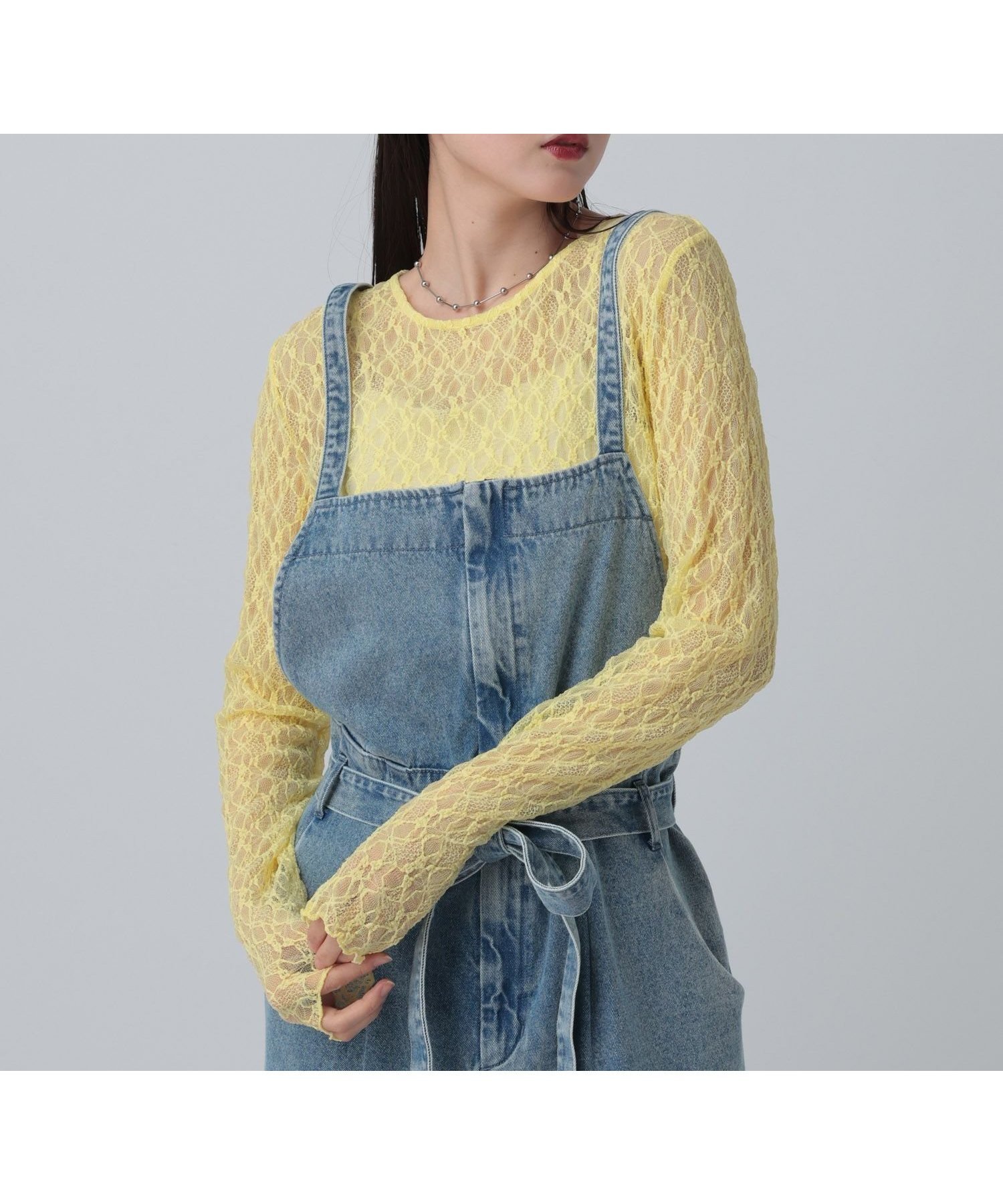 【レプシィム ローリーズファーム/LEPSIM LOWRYS FARM】のレースインナー インテリア・キッズ・メンズ・レディースファッション・服の通販 founy(ファニー) ファッション Fashion レディースファッション Fashion for Women おすすめ Recommended / Our Picks インナー Innerwear スウェット / スエット Sweatshirt, Sweatwear ストレッチ Stretch, Stretchy Fabric デニム Denim, Jeans Material ペプラム Peplum, Flared Hem レース Lace, Lace Fabric ワンポイント One Point, Statement Accent 春 Spring 長袖 Long Sleeve, Full Sleeve ライトイエロー60|ID: prp329100004900813 ipo3291000000036671026