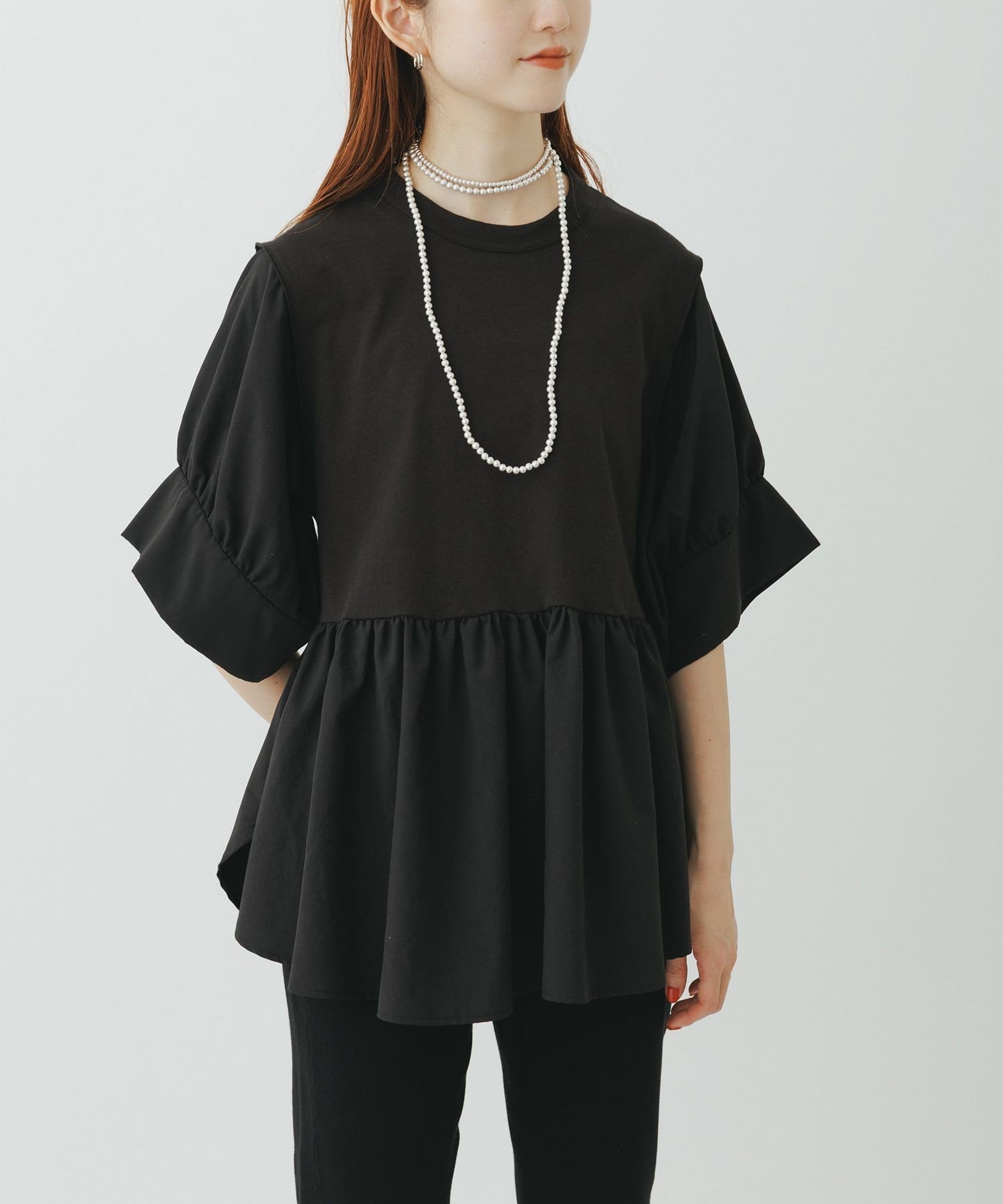 【アダム エ ロペ/ADAM ET ROPE'】の【サステナブル】バウンスカフスプルオーバー インテリア・キッズ・メンズ・レディースファッション・服の通販 founy(ファニー) ファッション Fashion レディースファッション Fashion for Women トップス・カットソー Cut & Sew Tops カジュアルプルオーバー・ニットトップス Pullovers & Knit Tops / Casual Pullovers ヴィンテージ Vintage Style カフス Cuff Design カーゴパンツ Cargo Pants, Utility Pants サンダル Sandals, Summer Shoes スラックス Slacks, Dress Pants タイトスカート Pencil Skirt, Tight Skirt タフタ Taffeta, Structured Fabric デニム Denim, Jeans Material 定番 Standard, Basic Item 人気 Popular, Best Seller フェミニン Feminine, Girly ベーシック Basic, Essential ペプラム Peplum, Flared Hem おすすめ Recommended / Our Picks 2026年 2026 ブラック(01)|ID: prp329100004900816 ipo3291000000036671050