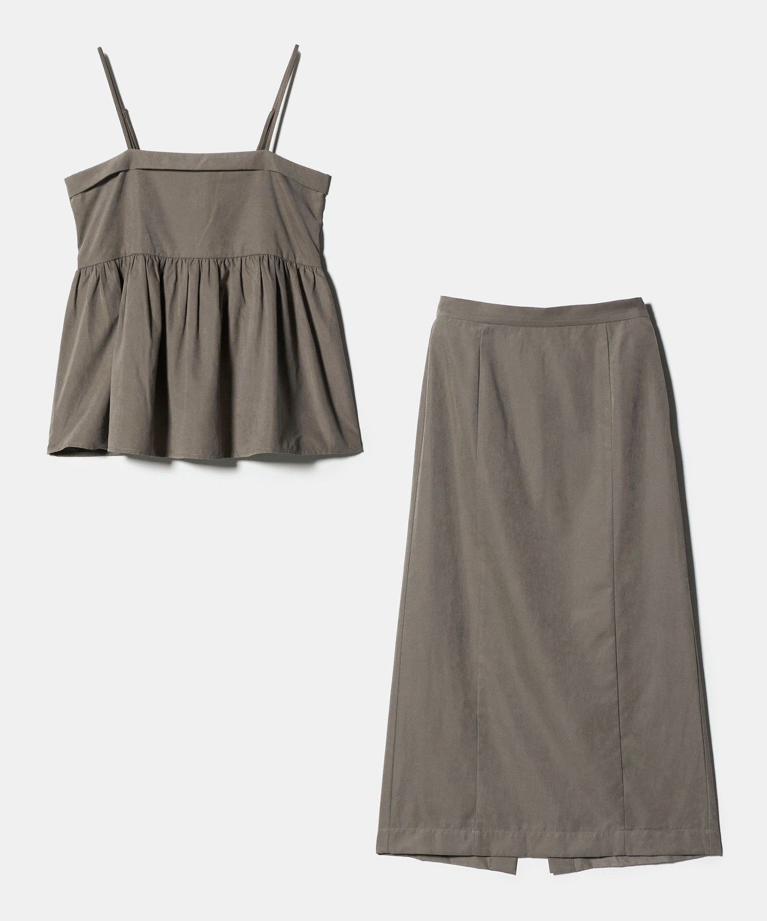 【ユナイテッドアローズ/UNITED ARROWS】のピーチ キャミ+スカート -ウォッシャブル- A DAY IN THE LIFE インテリア・キッズ・メンズ・レディースファッション・服の通販 founy(ファニー) 　ファッション　Fashion　レディースファッション　Fashion for Women　スカート　Skirts　ウォッシャブル　Machine Washable　キャミ　Camisole, Cami Top　キャミソール　Camisole, Spaghetti Strap Top　スリット　Slit, Slit Detail　タートル　Turtleneck, Turtle Collar　ビスチェ　Bustier, Corset Top　ピーチ　Peach, Soft Touch　フレア　Flare, Flared　リボン　Ribbon, Bow　A/W・秋冬　Autumn/Winter　アウトレット　Outlet / Clearance　MOCA|ID: prp329100004900872 ipo3291000000036671787