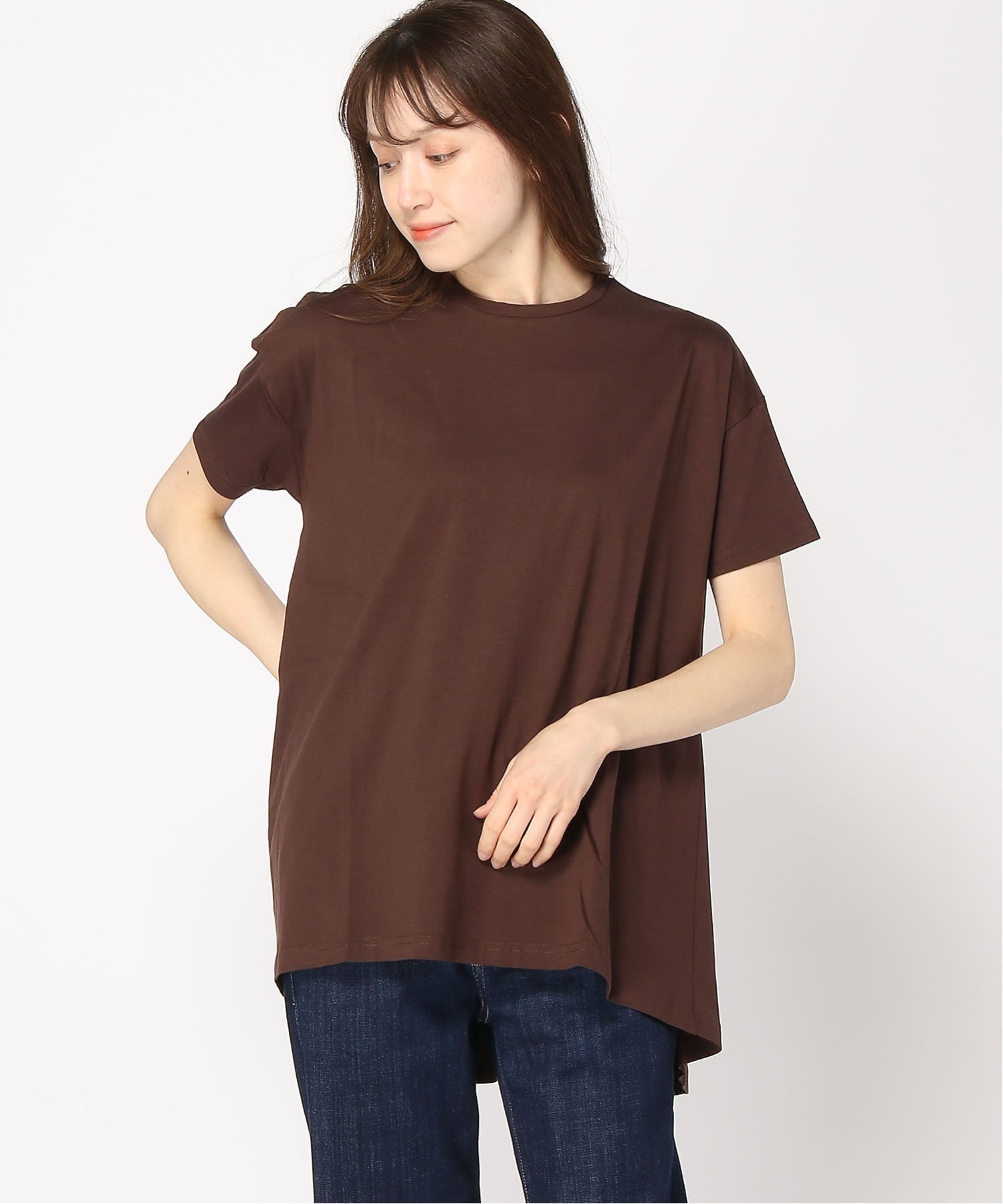 【ラナン/Ranan】のRanan/ BC フレアーシルエットチュニック半袖 インテリア・キッズ・メンズ・レディースファッション・服の通販 founy(ファニー) ファッション Fashion レディースファッション Fashion for Women トップス・カットソー Cut & Sew Tops ロング Long, Long-Length エレガント 上品 Elegant 半袖 Short Sleeve, Half Sleeve 夏 Summer ダークブラウン|ID: prp329100004900875 ipo3291000000036671828