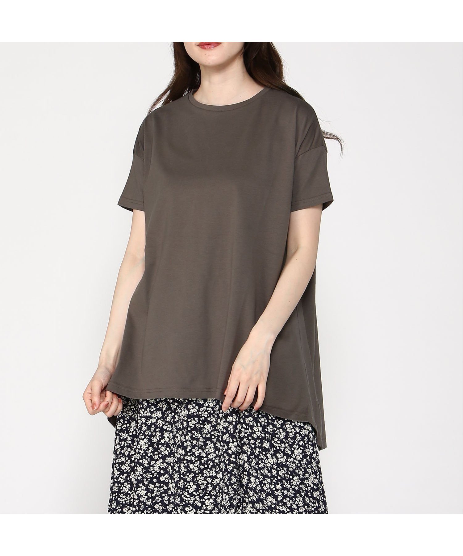 【ラナン/Ranan】のRanan/ BC フレアーシルエットチュニック半袖 インテリア・キッズ・メンズ・レディースファッション・服の通販 founy(ファニー) ファッション Fashion レディースファッション Fashion for Women トップス・カットソー Cut & Sew Tops ロング Long, Long-Length エレガント 上品 Elegant 半袖 Short Sleeve, Half Sleeve 夏 Summer チャコール|ID: prp329100004900875 ipo3291000000036671838