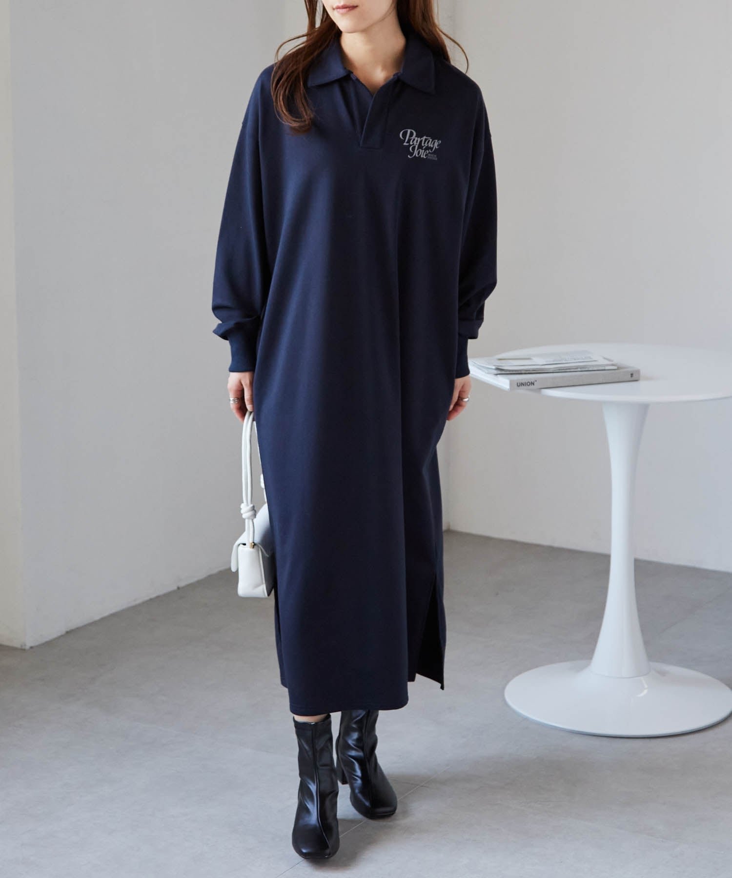 【ラナン/Ranan】のRanan/バックプリントポロ襟裏毛ワンピース インテリア・キッズ・メンズ・レディースファッション・服の通販 founy(ファニー) 　ファッション　Fashion　レディースファッション　Fashion for Women　ワンピース　Dresses　スウェット / スエット　Sweatshirt, Sweatwear　スキッパー　Skipper, Open Collar　トレンド　Trend, Trending Now　プリント　Print, Printed Pattern　ワンポイント　One Point, Statement Accent　A/W・秋冬　Autumn/Winter　NE|ID: prp329100004900884 ipo3291000000036671976