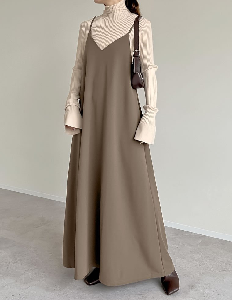 【リエディ/Re:EDIT】のジョーゼットポンチフレアキャミワンピース インテリア・キッズ・メンズ・レディースファッション・服の通販 founy(ファニー) 　ファッション　Fashion　レディースファッション　Fashion for Women　ワンピース　Dresses　キャミソールワンピース　Camisole Dresses　インナー　Innerwear　キャミソール　Camisole, Spaghetti Strap Top　コンパクト　Compact, Small Size　シンプル　Simple, Minimal　ジョーゼット　Georgette, Semi-Sheer Fabric　ストレッチ　Stretch, Stretchy Fabric　トレンド　Trend, Trending Now　バランス　Balance, Style Balance　フェミニン　Feminine, Girly　フレア　Flare, Flared　フロント　Front, Front Design　リボン　Ribbon, Bow　ロング　Long, Long-Length　エレガント 上品　Elegant　モカグレー|ID: prp329100004900886 ipo3291000000036671996