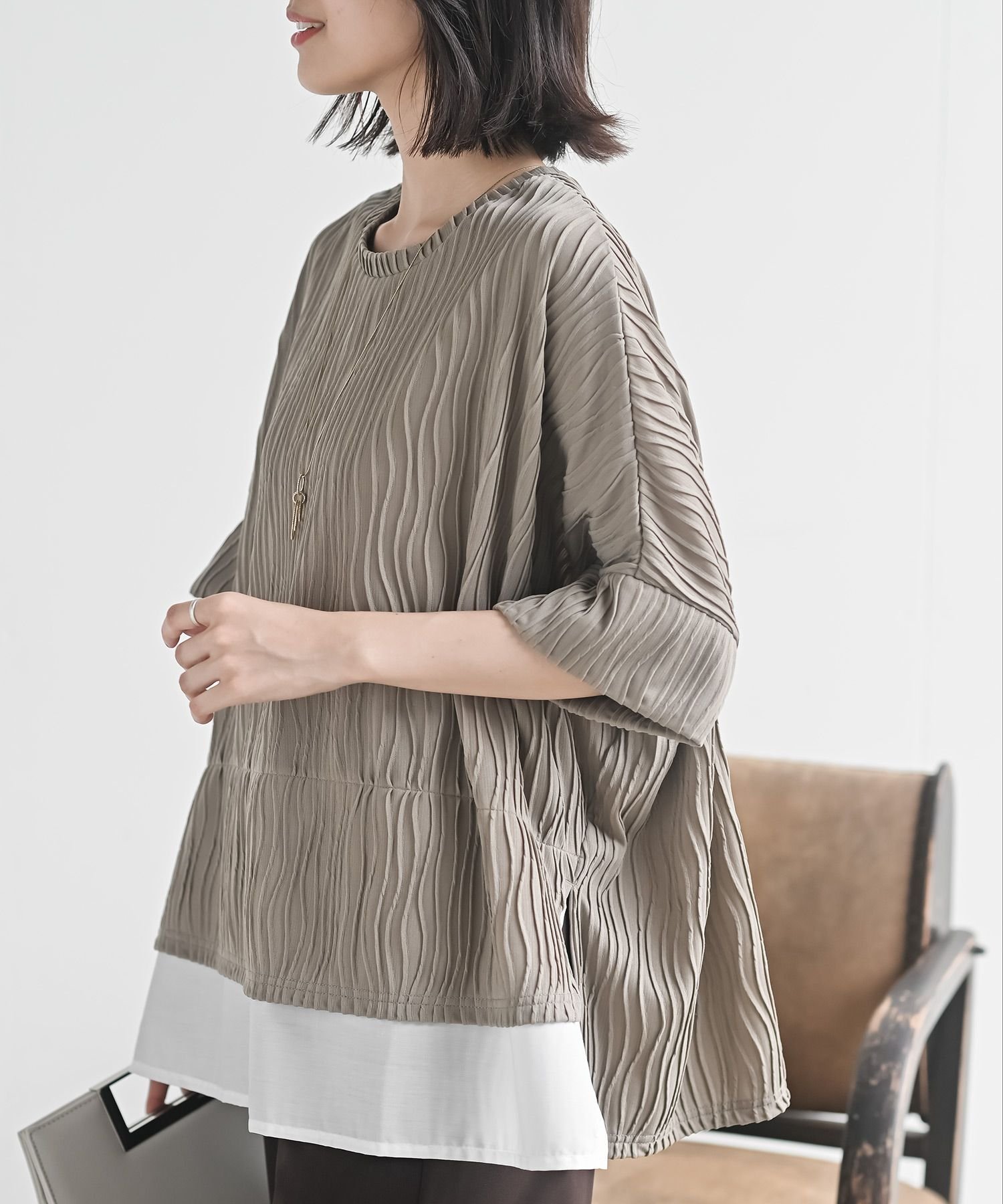 【アールピーエス/rps】のウェーブジャガードレイヤード風ドルマンチュニック インテリア・キッズ・メンズ・レディースファッション・服の通販 founy(ファニー) ファッション Fashion レディースファッション Fashion for Women トップス・カットソー Cut & Sew Tops おすすめ Recommended / Our Picks インナー Innerwear ストレッチ Stretch, Stretchy Fabric リラックス Relax, Relaxed Fit 再入荷 Restock / Back in Stock モカ|ID: prp329100004900932 ipo3291000000036672618