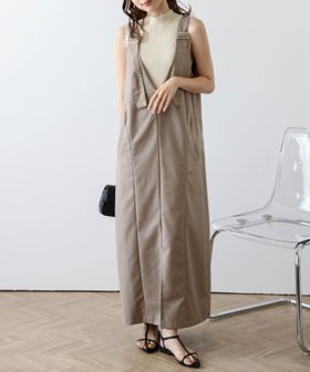 【ラジュール/Lajour】のVネックジャンパースカート 人気、トレンドファッション・服の通販 founy(ファニー) ファッション Fashion レディースファッション Fashion for Women スカート Skirts シルバー Silver, Metallic Silver スリット Slit, Slit Detail ツイル Twist, Twisted Detail 秋 Autumn |ID:prp329100004900970