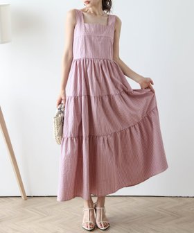 【ラジュール/Lajour】のギンガムチェックティアードワンピース 人気、トレンドファッション・服の通販 founy(ファニー) ファッション Fashion レディースファッション Fashion for Women ワンピース Dresses カッティング Cutting Detail ギンガム Gingham, Gingham Fabric スカラップ Scallop, Scalloped Edge セットアップ Set-Up, Coordinated Outfit チェック Check, Plaid, Tartan ノースリーブ Sleeveless, No-Sleeve フェミニン Feminine, Girly |ID:prp329100004900993
