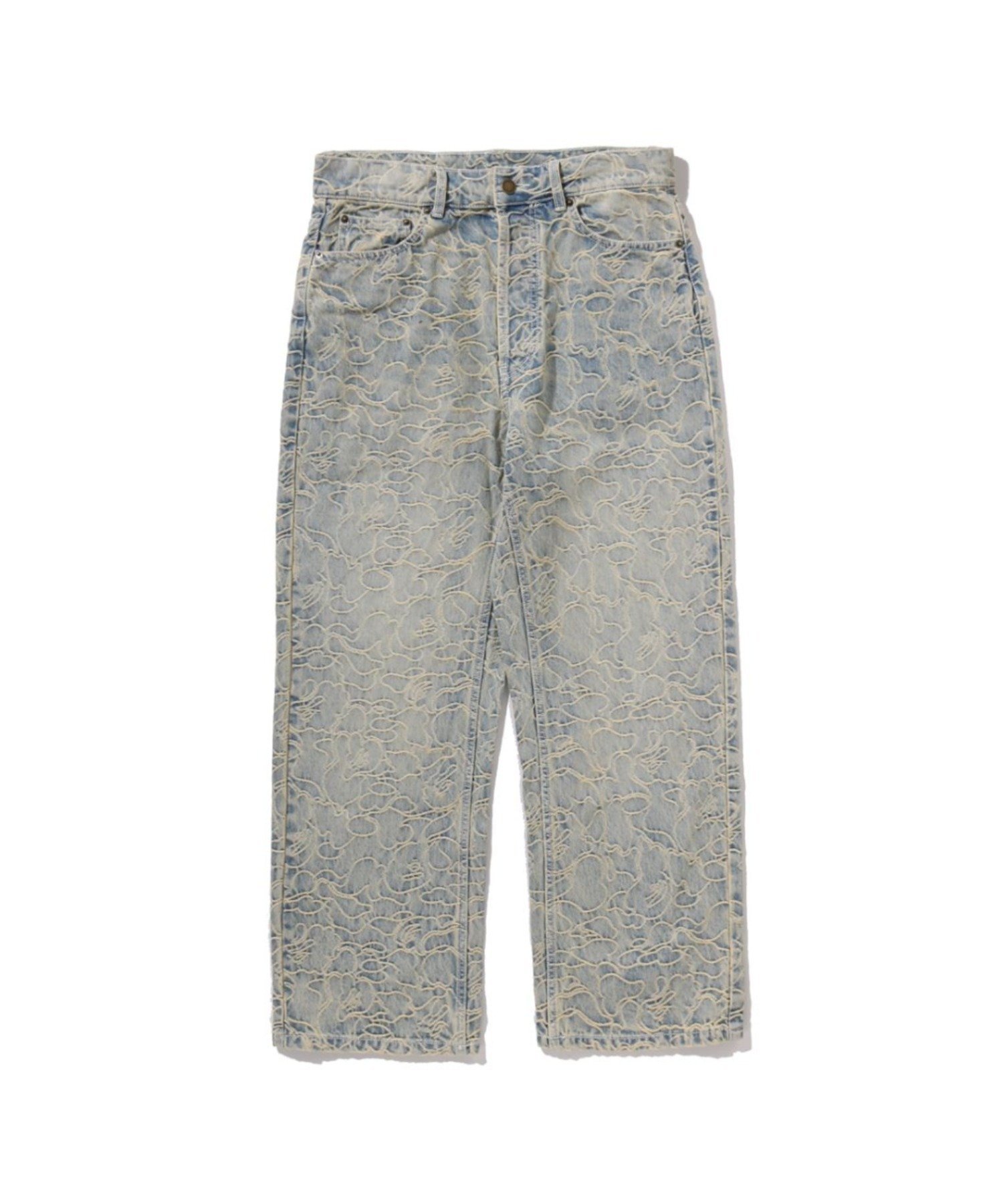 【アベイシングエイプ/A BATHING APE / MEN】のLINE CAMO JACQUARD RELAXED FIT DENIM PANTS インテリア・キッズ・メンズ・レディースファッション・服の通販 founy(ファニー) 　ファッション　Fashion　メンズファッション　Fashion for Men　ボトムス　Bottoms　デニムパンツ・ジーンズ　Denim Pants　デニム　Denim, Jeans Material　ポケット　Pocket, Pocket Detail　LIGHT INDIGO|ID: prp329100004903833 ipo3291000000036704406