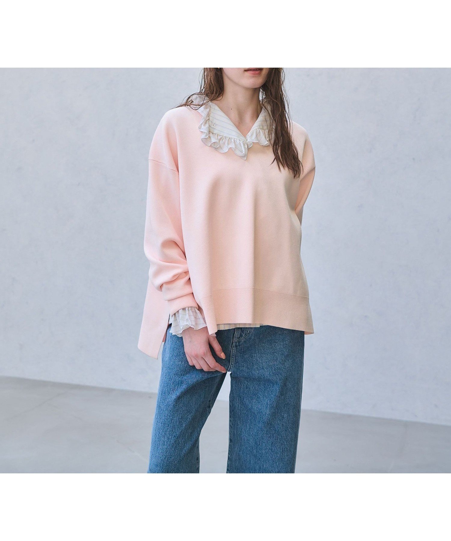 【ユナイテッドアローズ/UNITED ARROWS】のスウェットライク スキッパーニット -ウォッシャブル- インテリア・キッズ・メンズ・レディースファッション・服の通販 founy(ファニー) 　ファッション　Fashion　レディースファッション　Fashion for Women　トップス・カットソー　Cut & Sew Tops　ニット　Knit Tops & Sweaters　レディースパーカー・カジュアルフーディー　Casual Hoodies & Sweatshirts　スウェット・クルーネックトップス　Sweatshirts & Crewnecks / Relaxed Fit Sweat Tops　ウォッシャブル　Machine Washable　スキッパー　Skipper, Open Collar　ロング　Long, Long-Length　おすすめ　Recommended / Our Picks　エレガント 上品　Elegant　LT.PINK|ID: prp329100004903918 ipo3291000000036705092