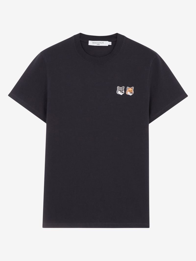 【メゾン キツネ/MAISON KITSUNE】のTEE-SHIRT DOUBLE FOX HEAD PATCH インテリア・キッズ・メンズ・レディースファッション・服の通販 founy(ファニー) 　ファッション　Fashion　レディースファッション　Fashion for Women　トップス・カットソー　Cut & Sew Tops　シャツ・ブラウス・オフィスカジュアル　Elegant Blouses & Button-Ups　インナー　Innerwear　ストレート　Straight, Straight Cut　定番　Standard, Basic Item　人気　Popular, Best Seller　パッチ　Patch, Appliqué　フランス　France, French　ベーシック　Basic, Essential　半袖　Short Sleeve, Half Sleeve　モダン　Modern, Contemporary　ANTHRACITE|ID: prp329100004904002 ipo3291000000036706255