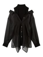 【フレイ アイディー/FRAY I.D】のセミシアーシャツレイヤードニット 人気、トレンドファッション・服の通販 founy(ファニー) ファッション Fashion レディースファッション Fashion for Women トップス・カットソー Cut & Sew Tops ニット Knit Tops & Sweaters シャツ・ブラウス・オフィスカジュアル Elegant Blouses & Button-Ups オーガンジー Organza Fabric 今季 This Season, Current Season スマート Smart, Elegant ノースリーブ Sleeveless, No-Sleeve 人気 Popular, Best Seller バランス Balance, Style Balance フェミニン Feminine, Girly モックネック Mock Neck, Short Turtleneck リボン Ribbon, Bow |ID:prp329100004904041