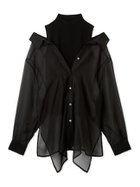 【フレイ アイディー/FRAY I.D】のセミシアーシャツレイヤードニット 人気、トレンドファッション・服の通販 founy(ファニー) ファッション Fashion レディースファッション Fashion for Women トップス・カットソー Cut & Sew Tops ニット Knit Tops & Sweaters シャツ・ブラウス・オフィスカジュアル Elegant Blouses & Button-Ups オーガンジー Organza Fabric 今季 This Season, Current Season スマート Smart, Elegant ノースリーブ Sleeveless, No-Sleeve 人気 Popular, Best Seller バランス Balance, Style Balance フェミニン Feminine, Girly モックネック Mock Neck, Short Turtleneck リボン Ribbon, Bow thumbnail BLK[009]|ID: prp329100004904041 ipo3291000000036706988