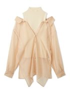 【フレイ アイディー/FRAY I.D】のセミシアーシャツレイヤードニット 人気、トレンドファッション・服の通販 founy(ファニー) ファッション Fashion レディースファッション Fashion for Women トップス・カットソー Cut & Sew Tops ニット Knit Tops & Sweaters シャツ・ブラウス・オフィスカジュアル Elegant Blouses & Button-Ups オーガンジー Organza Fabric 今季 This Season, Current Season スマート Smart, Elegant ノースリーブ Sleeveless, No-Sleeve 人気 Popular, Best Seller バランス Balance, Style Balance フェミニン Feminine, Girly モックネック Mock Neck, Short Turtleneck リボン Ribbon, Bow thumbnail ORG[051]|ID: prp329100004904041 ipo3291000000036706990