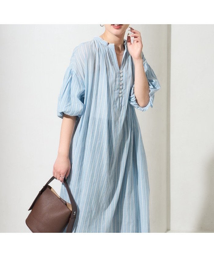 【フリークスストア/FREAK'S STORE】のインドボタンスキッパー半袖ワンピース【限定展開】 インテリア・キッズ・メンズ・レディースファッション・服の通販 founy(ファニー) 　ファッション　Fashion　レディースファッション　Fashion for Women　ワンピース　Dresses　2026年　2026　インド　Indian Textile　スキッパー　Skipper, Open Collar　フレア　Flare, Flared　ポケット　Pocket, Pocket Detail　リラックス　Relax, Relaxed Fit　半袖　Short Sleeve, Half Sleeve　夏　Summer　S/S・春夏　SS, Spring/Summer, Warm Season　ブルー|ID: prp329100004904155 ipo3291000000036708747