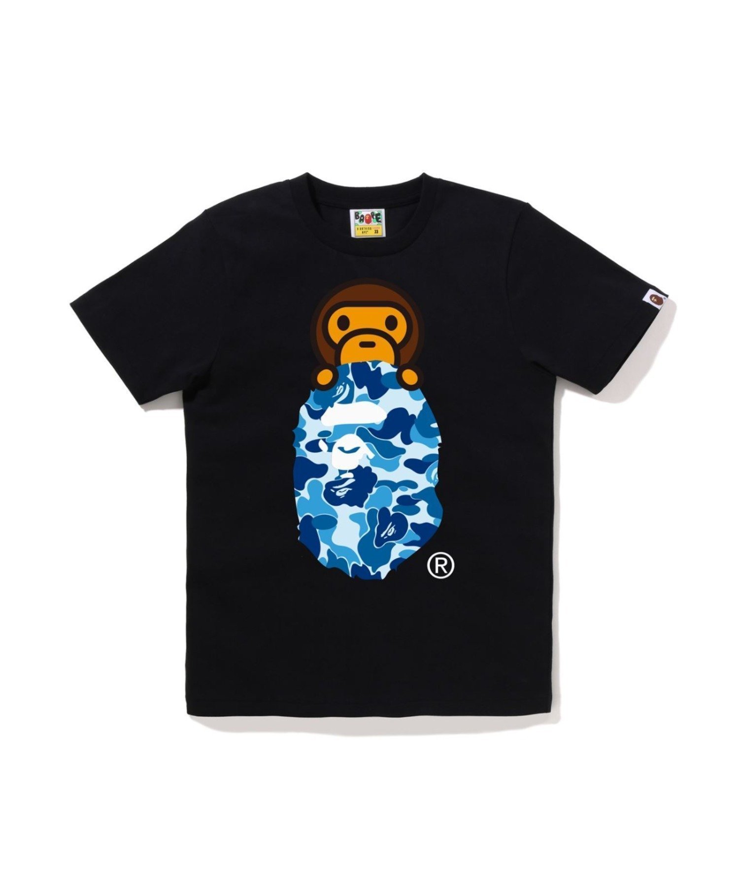 【ア ベイシング エイプ/A BATHING APE】のABC CAMO MILO ON APE HEAD TEE インテリア・キッズ・メンズ・レディースファッション・服の通販 founy(ファニー) 　ファッション　Fashion　レディースファッション　Fashion for Women　インナー　Innerwear　グラフィック　Graphic, Graphic Design　コレクション　Collection, Seasonal Line　ショート　Short, Short Length　スリーブ　Sleeve, Long Sleeve / Short Sleeve　パターン　Pattern, Design Print　フロント　Front, Front Design　プリント　Print, Printed Pattern　ラバー　Rubber, Rubber Sole　人気　Popular, Best Seller　BK×BL|ID: prp329100004904372 ipo3291000000036711074