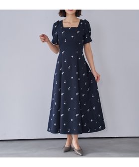 【ノエラ/Noela】の【Premium】フラワー刺繍ワンピース 人気、トレンドファッション・服の通販 founy(ファニー) ファッション Fashion レディースファッション Fashion for Women ワンピース Dresses スクエア Square, Square Shape デコルテ Décolleté, Neckline フラワー Flower, Floral プレミアム Premium, High-End ポケット Pocket, Pocket Detail モチーフ Motif, Design Theme エレガント 上品 Elegant |ID:prp329100004904409