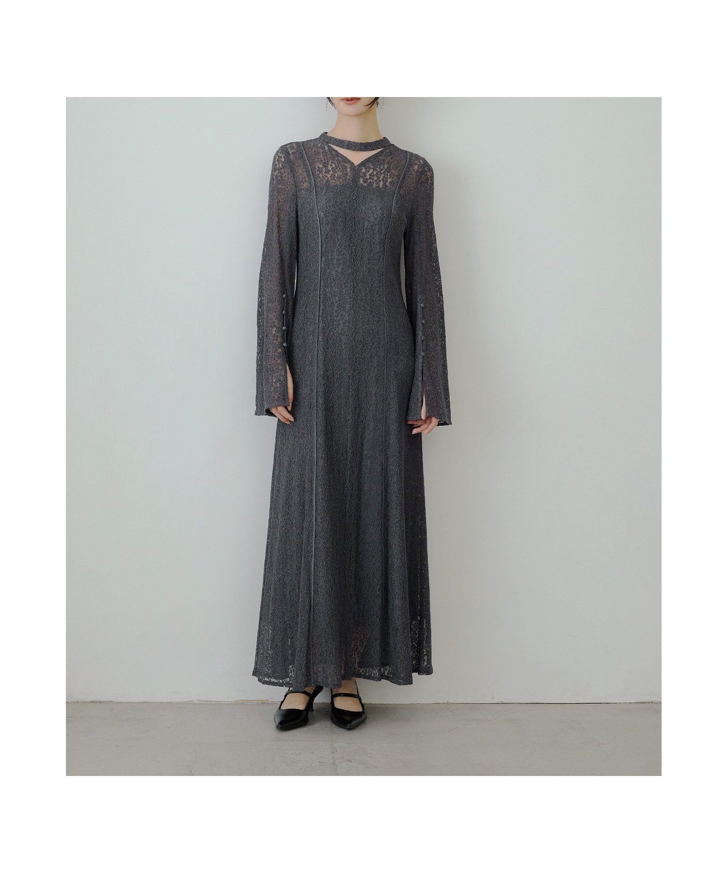 【ビーフラット/bflat】のスウィッチングレースドレス パーティードレス オケージョンドレス 結婚式 二次会 インテリア・キッズ・メンズ・レディースファッション・服の通販 founy(ファニー) 　ファッション　Fashion　レディースファッション　Fashion for Women　ワンピース　Dresses　フォーマル・パーティードレス・結婚式用ドレス　Elegant & Casual Dresses　カッティング　Cutting Detail　スリット　Slit, Slit Detail　ドレス　Dress, One-Piece　パイピング　Piping, Trim Design　おすすめ　Recommended / Our Picks　結婚式　Wedding　披露宴　Wedding Reception　二次会　After Party　チャコール|ID: prp329100004904413 ipo3291000000036711971