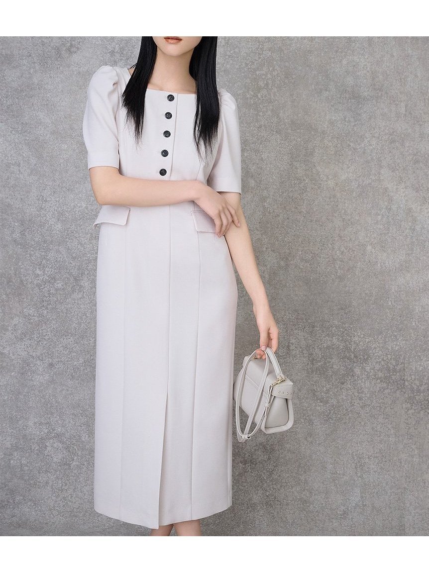 【セルフォード/CELFORD】の【洗える】スクエアネックタイトワンピース 人気、トレンドファッション・服の通販 founy(ファニー) 　ファッション　Fashion　レディースファッション　Fashion for Women　ワンピース　Dresses　おすすめ　Recommended / Our Picks　コンパクト　Compact, Small Size　ジャケット　Jacket, Outerwear　スクエア　Square, Square Shape　ストレッチ　Stretch, Stretchy Fabric　ストレート　Straight, Straight Cut　スマート　Smart, Elegant　スリーブ　Sleeve, Long Sleeve / Short Sleeve　デコルテ　Décolleté, Neckline　フラップ　Flap, Flap Pocket　ポケット　Pocket, Pocket Detail　マニッシュ　Mannish, Boyish　エレガント 上品　Elegant　切替　Switching, Contrast Panel　洗える　Machine Washable　 other-1|ID: prp329100004904416 ipo3291000000036712024