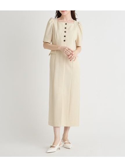 【セルフォード/CELFORD】の【洗える】スクエアネックタイトワンピース インテリア・キッズ・メンズ・レディースファッション・服の通販 founy(ファニー) 　ファッション　Fashion　レディースファッション　Fashion for Women　ワンピース　Dresses　おすすめ　Recommended / Our Picks　コンパクト　Compact, Small Size　ジャケット　Jacket, Outerwear　スクエア　Square, Square Shape　ストレッチ　Stretch, Stretchy Fabric　ストレート　Straight, Straight Cut　スマート　Smart, Elegant　スリーブ　Sleeve, Long Sleeve / Short Sleeve　デコルテ　Décolleté, Neckline　フラップ　Flap, Flap Pocket　ポケット　Pocket, Pocket Detail　マニッシュ　Mannish, Boyish　エレガント 上品　Elegant　切替　Switching, Contrast Panel　洗える　Machine Washable　YEL[032]|ID: prp329100004904416 ipo3291000000036712027