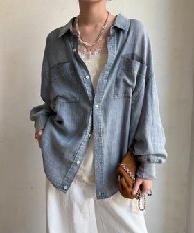 【ドゥドゥ/DouDou】の袖リブシアーデニムシャツ 人気、トレンドファッション・服の通販 founy(ファニー) ファッション Fashion レディースファッション Fashion for Women トップス・カットソー Cut & Sew Tops シャツ・ブラウス・オフィスカジュアル Elegant Blouses & Button-Ups シアー Sheer, See-Through スマート Smart, Elegant デニム Denim, Jeans Material S/S・春夏 SS, Spring/Summer, Warm Season 再入荷 Restock / Back in Stock 夏 Summer 2026年 2026 |ID:prp329100004908483