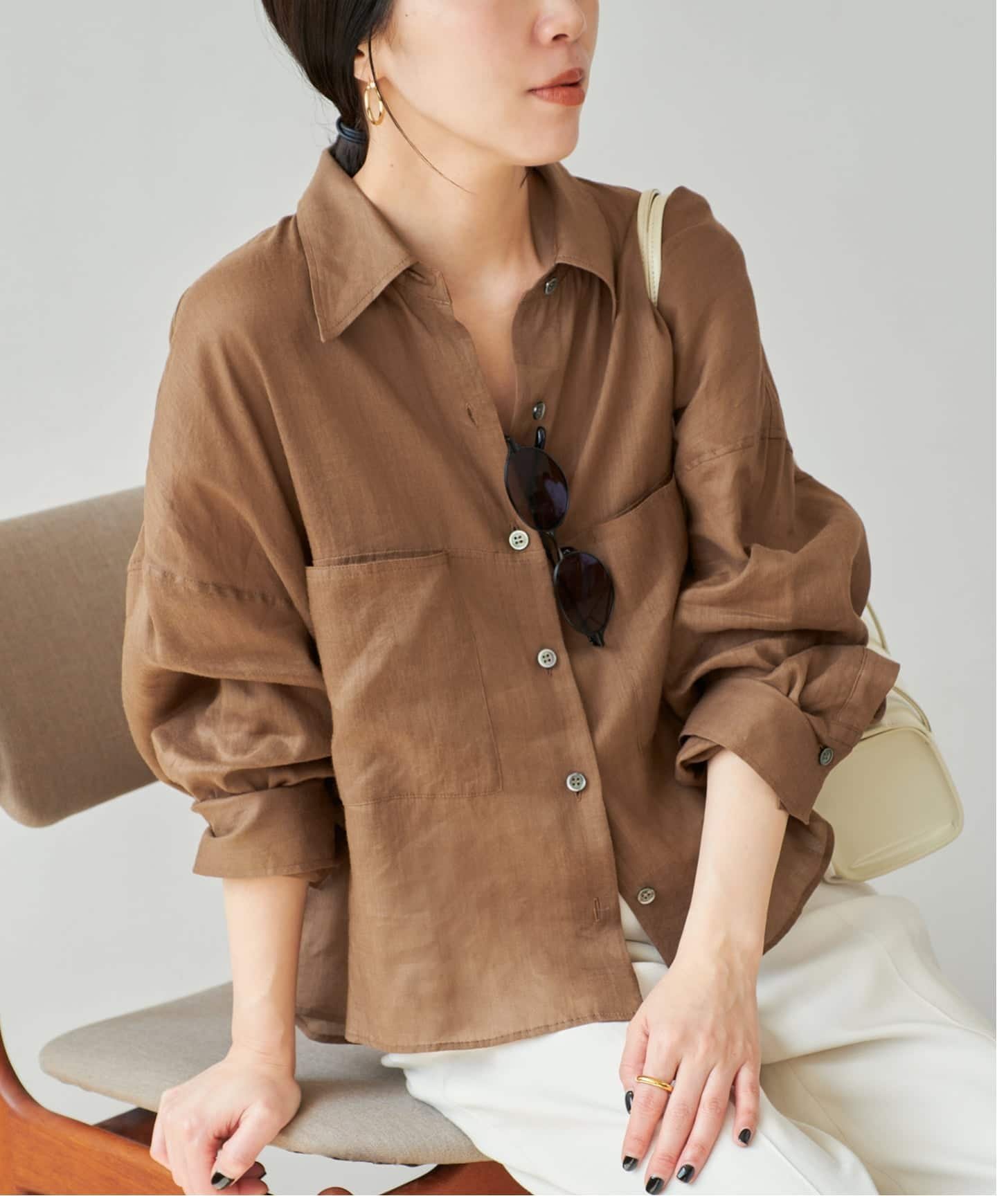 【プラージュ/Plage】の《追加 》RAMIE LYOCELL CROPPED シャツ 2 インテリア・キッズ・メンズ・レディースファッション・服の通販 founy(ファニー) 　ファッション　Fashion　レディースファッション　Fashion for Women　トップス・カットソー　Cut & Sew Tops　シャツ・ブラウス・オフィスカジュアル　Elegant Blouses & Button-Ups　エアリー　Airy Texture　バランス　Balance, Style Balance　人気　Popular, Best Seller　夏　Summer　春　Spring　S/S・春夏　SS, Spring/Summer, Warm Season　ブラウン|ID: prp329100004911464 ipo3291000000036804514