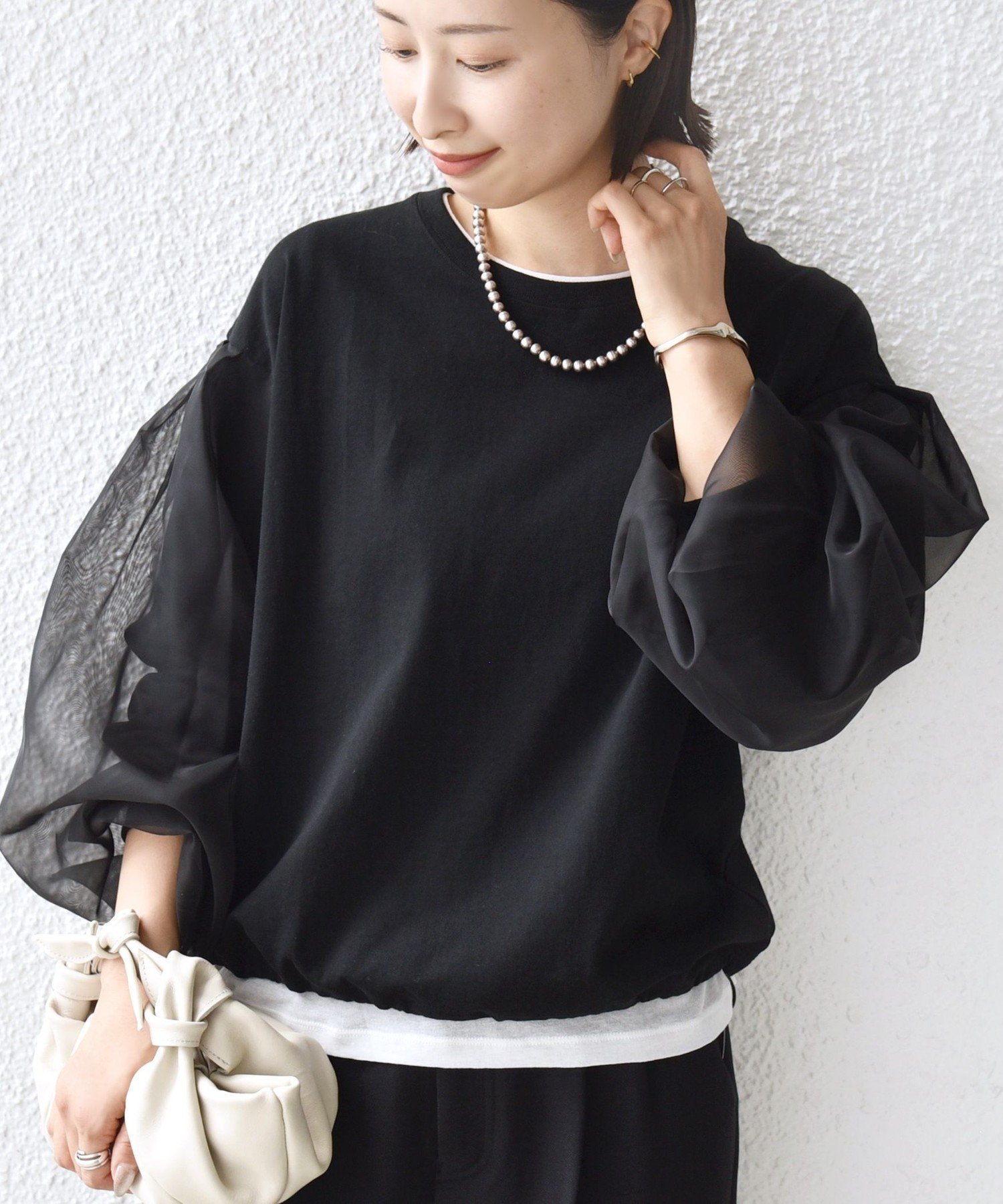 【シップス フォー ウィメン/SHIPS】の【WEB限定】 手洗い可能 シアー コンビ 裾 ドロスト プルオーバー インテリア・キッズ・メンズ・レディースファッション・服の通販 founy(ファニー) ファッション Fashion レディースファッション Fashion for Women トップス・カットソー Cut & Sew Tops カジュアルプルオーバー・ニットトップス Pullovers & Knit Tops / Casual Pullovers オーガンジー Organza Fabric カットソー Cut and Sewn Top コンビ Combo, Combination Style シアー Sheer, See-Through シフォン Chiffon, Lightweight Fabric フェミニン Feminine, Girly ポケット Pocket, Pocket Detail ワイド Wide, Wide Fit 2026年 2026 ブラック|ID: prp329100004912294 ipo3291000000036811685