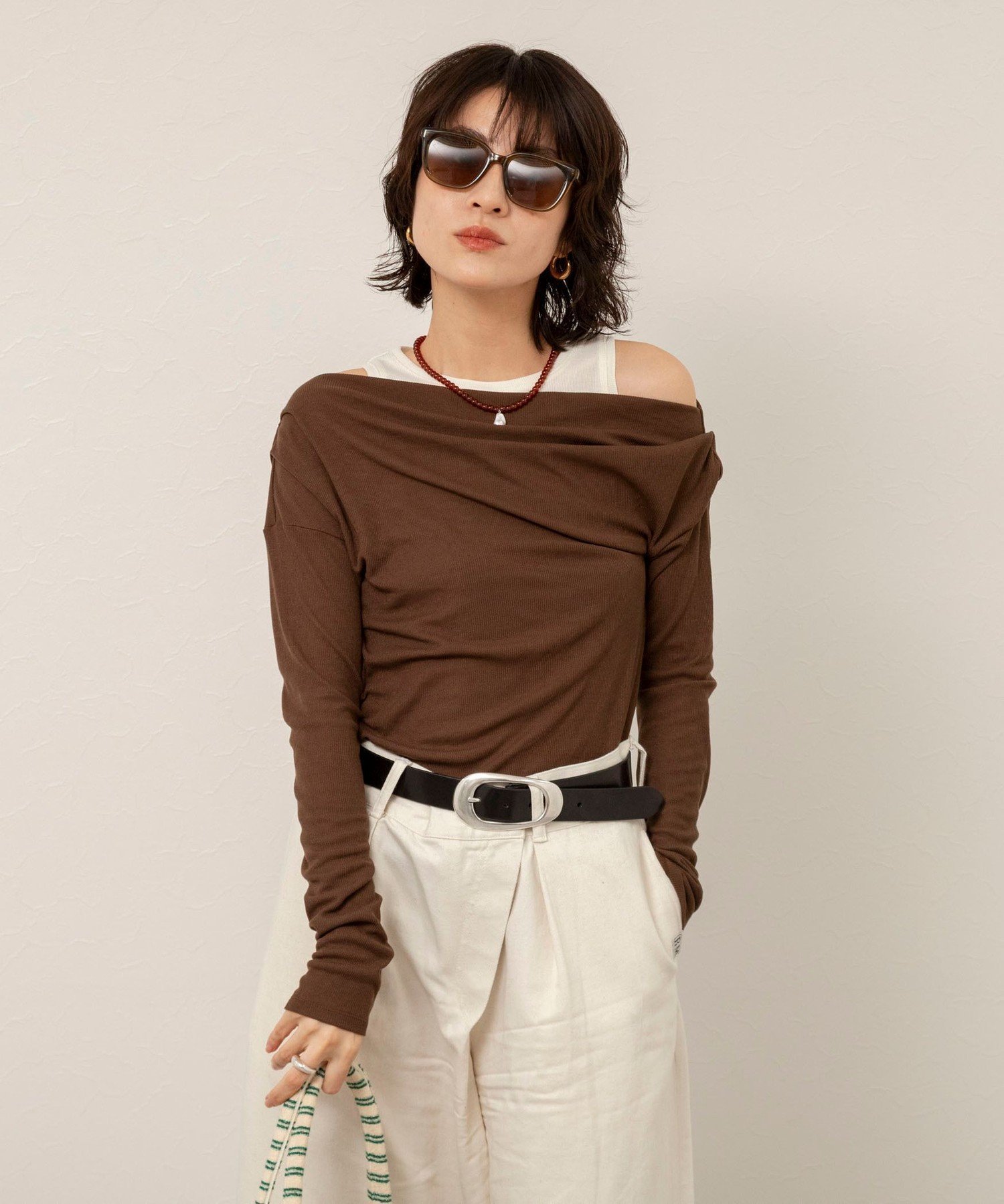 【ノーリーズ/NOLLEY'S】の【MAQWEL/マクウェル】ウォッシャブルレイヤードドレープロンT インテリア・キッズ・メンズ・レディースファッション・服の通販 founy(ファニー) 　ファッション　Fashion　レディースファッション　Fashion for Women　トップス・カットソー　Cut & Sew Tops　ロングTシャツ・Tシャツ　Longline T-Shirts & Tees　イエロー　Yellow　インナー　Innerwear　シンプル　Simple, Minimal　ボトム　Bottoms, Lower Wear　おすすめ　Recommended / Our Picks　2026年　2026　ブラウン|ID: prp329100004912410 ipo3291000000036812936