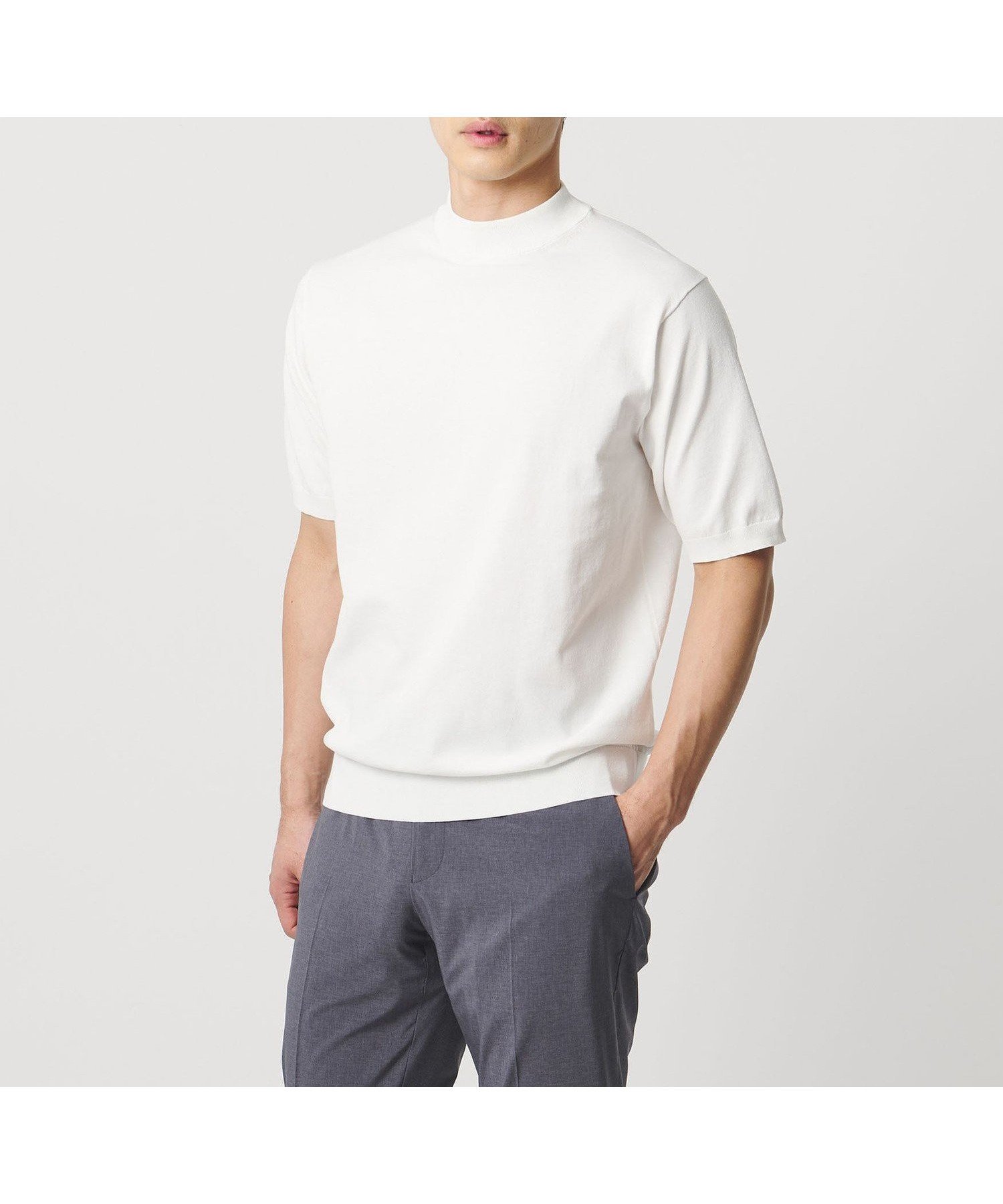 【ユナイテッドアローズ/UNITED ARROWS / MEN】のショートスリーブ モックネック ニットTシャツ UA COZY ウォッシャブル 抗菌防臭 インテリア・キッズ・メンズ・レディースファッション・服の通販 founy(ファニー) 　ファッション　Fashion　メンズファッション　Fashion for Men　インナー　Innerwear　ウォッシャブル　Machine Washable　洗える　Machine Washable　抗菌　Antibacterial, Bacteria-Resistant　ショート　Short, Short Length　シンプル　Simple, Minimal　ジャケット　Jacket, Outerwear　スタンダード　Standard, Basic　ストレッチ　Stretch, Stretchy Fabric　スリーブ　Sleeve, Long Sleeve / Short Sleeve　セットアップ　Set-Up, Coordinated Outfit　定番　Standard, Basic Item　バランス　Balance, Style Balance　フィット　Fit, Slim Fit　モダン　Modern, Contemporary　モックネック　Mock Neck, Short Turtleneck　リラックス　Relax, Relaxed Fit　エレガント 上品　Elegant　ビジネス 仕事 通勤　Business / Work / Commuting　WHITE|ID: prp329100004912544 ipo3291000000036814546