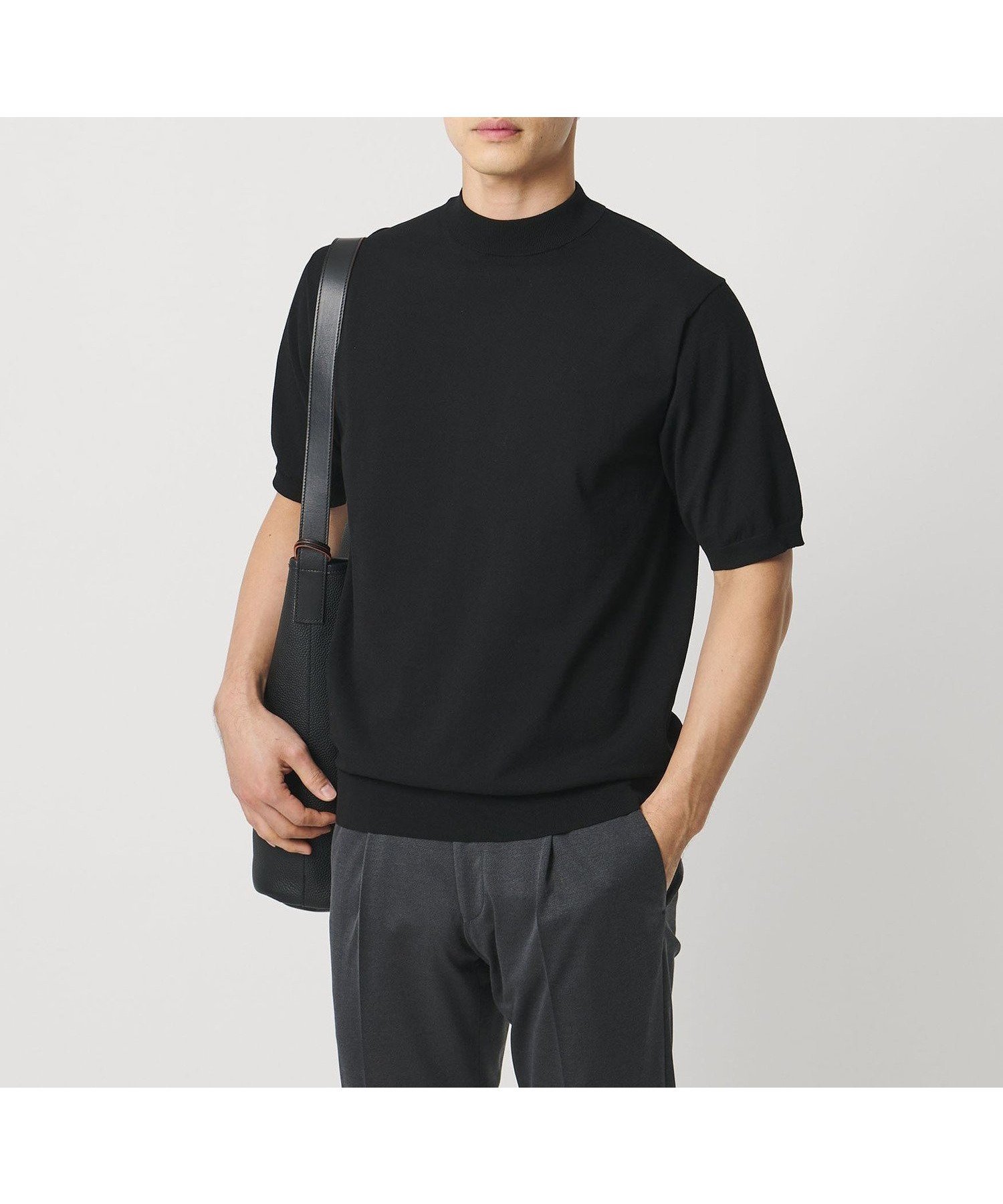 【ユナイテッドアローズ/UNITED ARROWS / MEN】のショートスリーブ モックネック ニットTシャツ UA COZY ウォッシャブル 抗菌防臭 インテリア・キッズ・メンズ・レディースファッション・服の通販 founy(ファニー) 　ファッション　Fashion　メンズファッション　Fashion for Men　インナー　Innerwear　ウォッシャブル　Machine Washable　洗える　Machine Washable　抗菌　Antibacterial, Bacteria-Resistant　ショート　Short, Short Length　シンプル　Simple, Minimal　ジャケット　Jacket, Outerwear　スタンダード　Standard, Basic　ストレッチ　Stretch, Stretchy Fabric　スリーブ　Sleeve, Long Sleeve / Short Sleeve　セットアップ　Set-Up, Coordinated Outfit　定番　Standard, Basic Item　バランス　Balance, Style Balance　フィット　Fit, Slim Fit　モダン　Modern, Contemporary　モックネック　Mock Neck, Short Turtleneck　リラックス　Relax, Relaxed Fit　エレガント 上品　Elegant　ビジネス 仕事 通勤　Business / Work / Commuting　BLACK|ID: prp329100004912544 ipo3291000000036814551