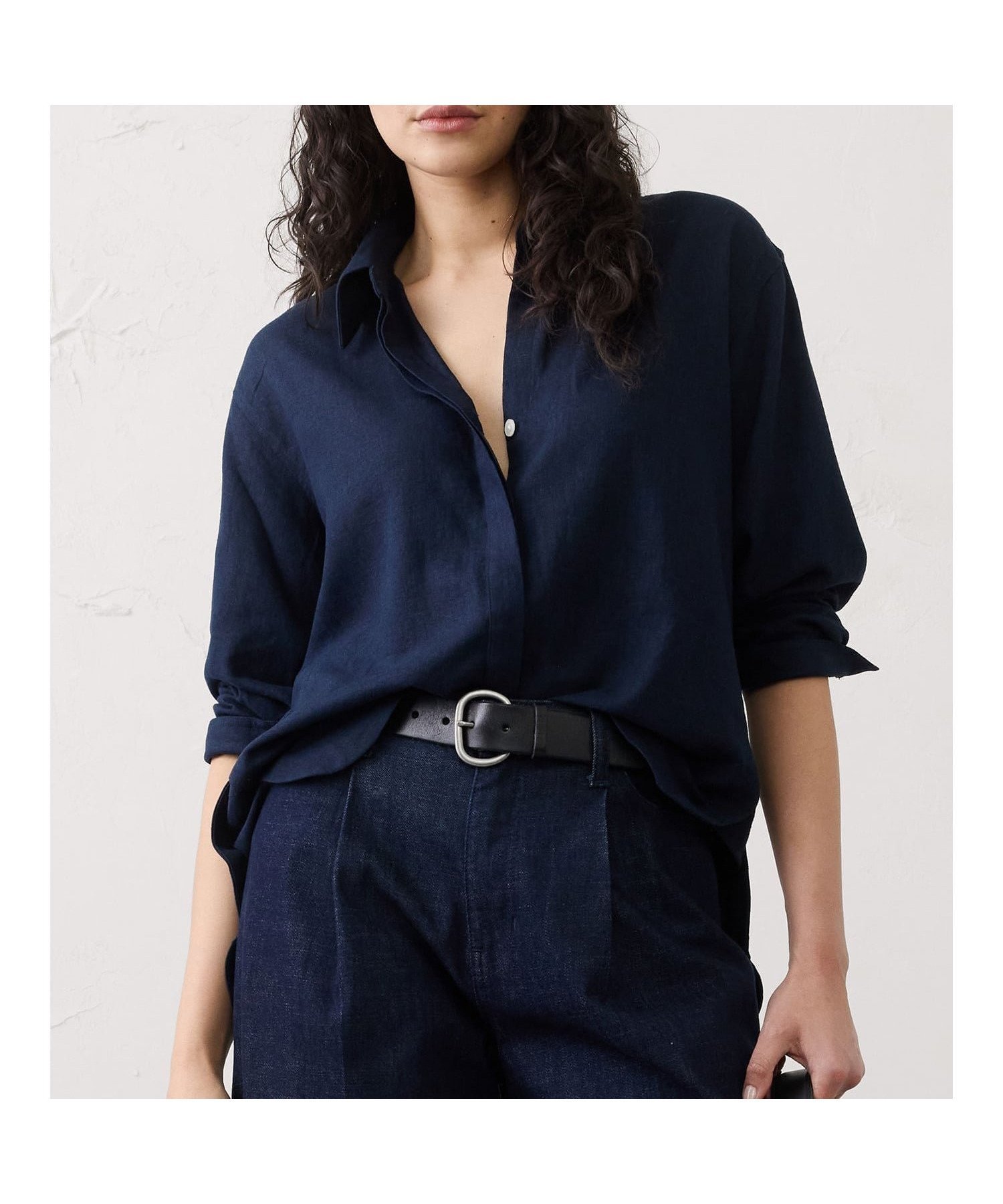 【バナナリパブリック ファクトリーストア/BANANA REPUBLIC FACTORY STORE】の日本限定 オーバーサイズ リネンシャツ インテリア・キッズ・メンズ・レディースファッション・服の通販 founy(ファニー) 　ファッション　Fashion　レディースファッション　Fashion for Women　トップス・カットソー　Cut & Sew Tops　シャツ・ブラウス・オフィスカジュアル　Elegant Blouses & Button-Ups　リネン　Linen, Linen Fabric　リラックス　Relax, Relaxed Fit　春　Spring　秋　Autumn　PREPPY_NAVY|ID: prp329100004913429 ipo3291000000036821517