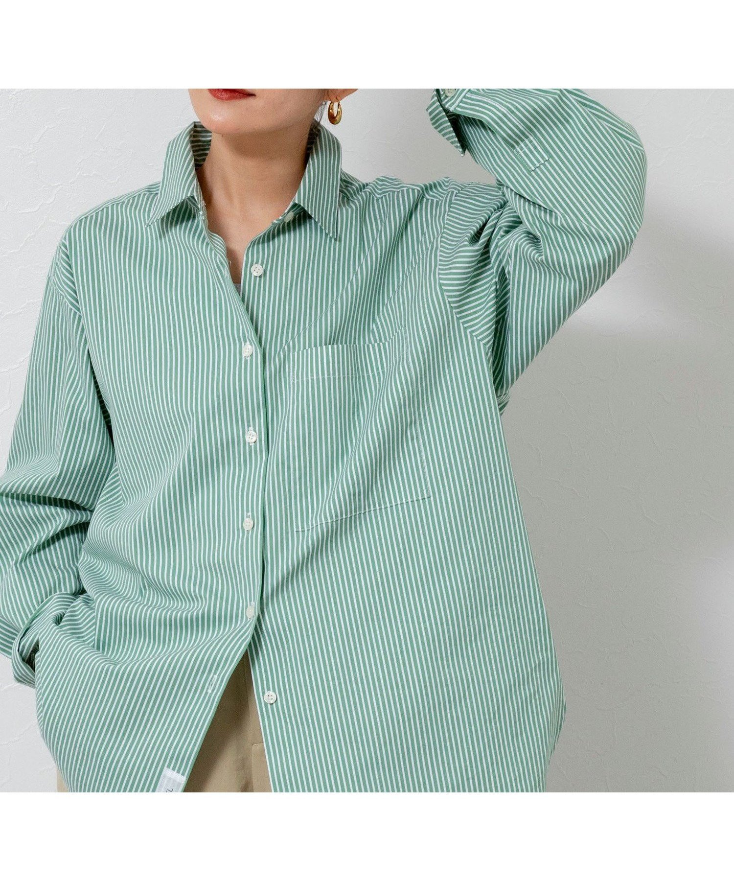 【ノーリーズ/NOLLEY'S】の【MAQWEL/マクウェル】ウォッシャブルストライプシャツ インテリア・キッズ・メンズ・レディースファッション・服の通販 founy(ファニー) 　ファッション　Fashion　レディースファッション　Fashion for Women　トップス・カットソー　Cut & Sew Tops　シャツ・ブラウス・オフィスカジュアル　Elegant Blouses & Button-Ups　カフス　Cuff Design　ストライプ　Stripe, Striped Pattern　リラックス　Relax, Relaxed Fit　おすすめ　Recommended / Our Picks　2026年　2026　グリーン系3|ID: prp329100004913474 ipo3291000000036821715