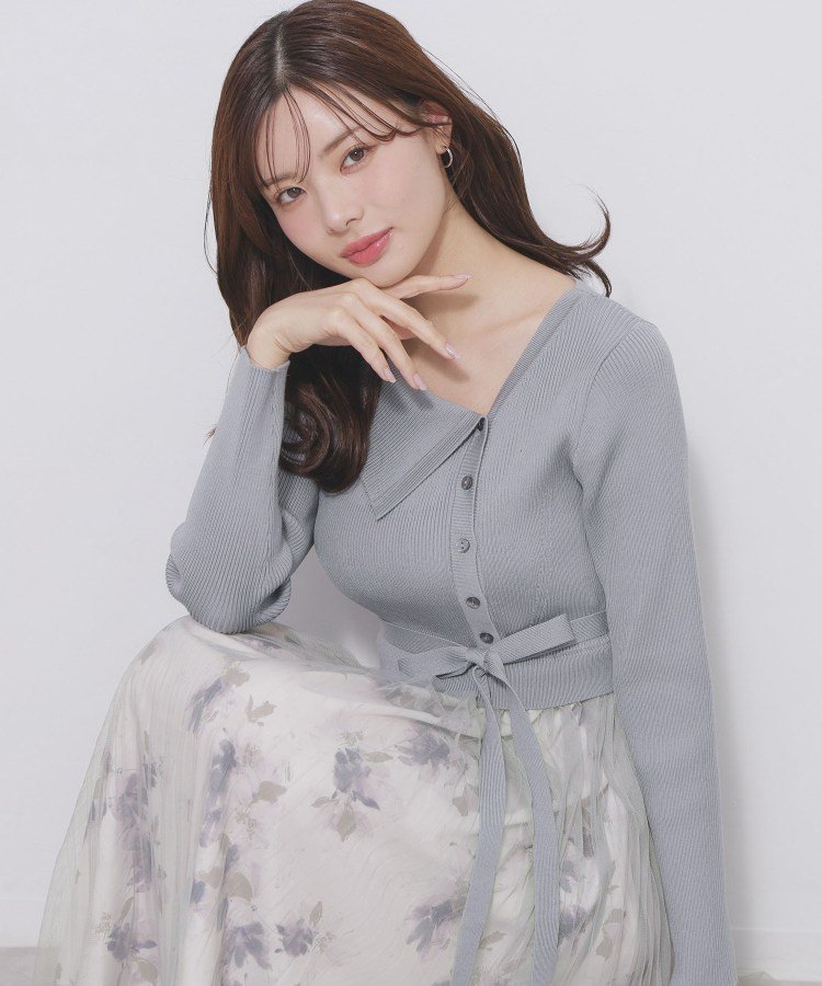 【インデックス/INDEX】のドッキングニットワンピース【洗濯機OK/抗ピル】 インテリア・キッズ・メンズ・レディースファッション・服の通販 founy(ファニー) 　ファッション　Fashion　レディースファッション　Fashion for Women　ワンピース　Dresses　ニットワンピース　Knit Dresses　軽量　Lightweight, Ultra Light　チュール　Tulip, Tulip Motif　バランス　Balance, Style Balance　フィット　Fit, Slim Fit　フレア　Flare, Flared　プリーツ　Pleats, Pleated　ポケット　Pocket, Pocket Detail　リボン　Ribbon, Bow　エレガント 上品　Elegant　ブルー|ID: prp329100004913493 ipo3291000000036821787