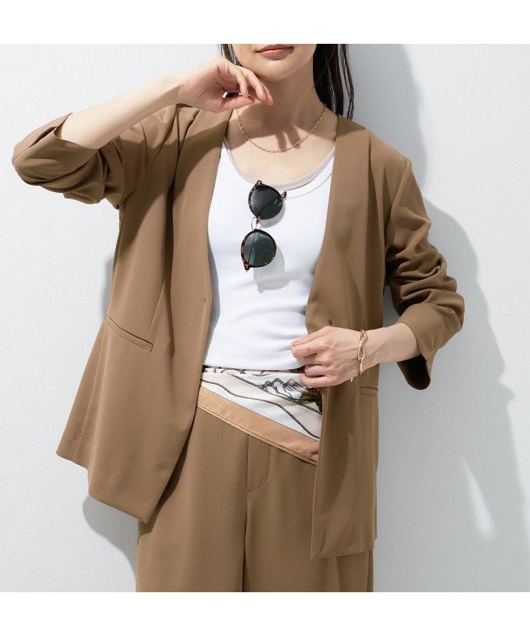 【インディヴィ/INDIVI】の【さらに軽く軽快!/着る日傘】ノーカラージャケット インテリア・キッズ・メンズ・レディースファッション・服の通販 founy(ファニー) 　ファッション　Fashion　レディースファッション　Fashion for Women　アウター　Coat / Outerwear Collection　レディースジャケット・軽アウター　Jackets　ノーカラージャケット / シンプル上品コーデ　Collarless Jackets　レイングッズ・傘・晴雨兼用傘　Umbrellas & Rain Gear　インナー　Innerwear　カットソー　Cut and Sewn Top　カーディガン　Cardigan, Knitwear　ジャケット　Jacket, Outerwear　ジョーゼット　Georgette, Semi-Sheer Fabric　ストレッチ　Stretch, Stretchy Fabric　スマート　Smart, Elegant　セットアップ　Set-Up, Coordinated Outfit　ドレープ　Drape, Draping Fabric　バランス　Balance, Style Balance　フロント　Front, Front Design　ポケット　Pocket, Pocket Detail　日傘　Parasol, UV Umbrella　夏　Summer　エレガント 上品　Elegant　ビジネス 仕事 通勤　Business / Work / Commuting　モカブラウン|ID: prp329100004913576 ipo3291000000036822191